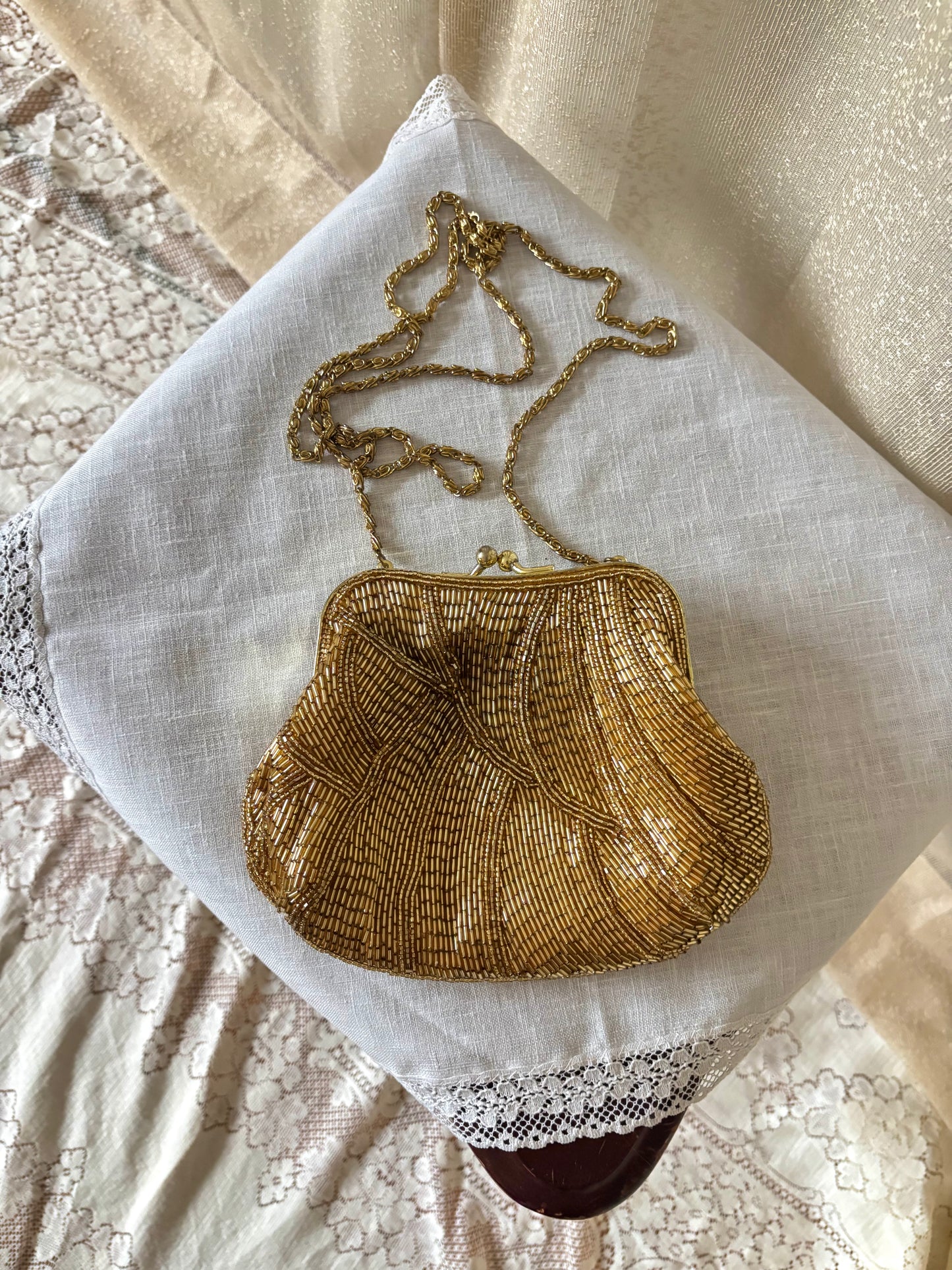 80s handmade beaded bag