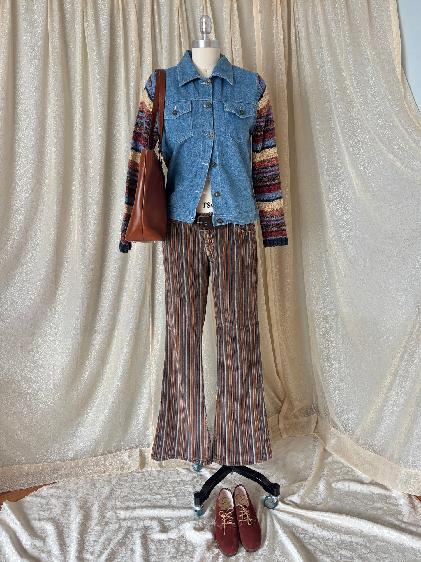 90s/00s pinstripe cotton corduroy flares