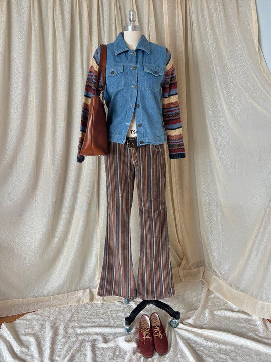 90s/00s pinstripe cotton corduroy flares