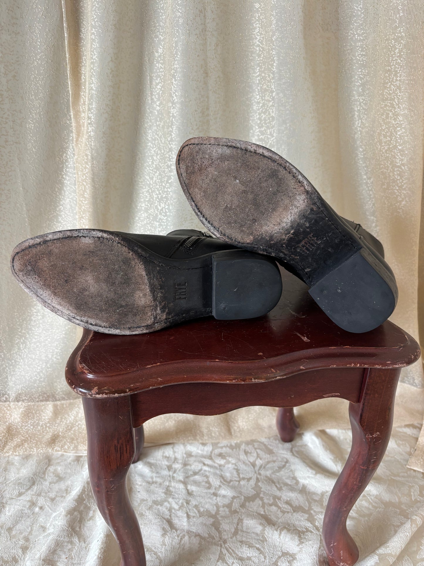 Black leather Frye Billy ankle boots