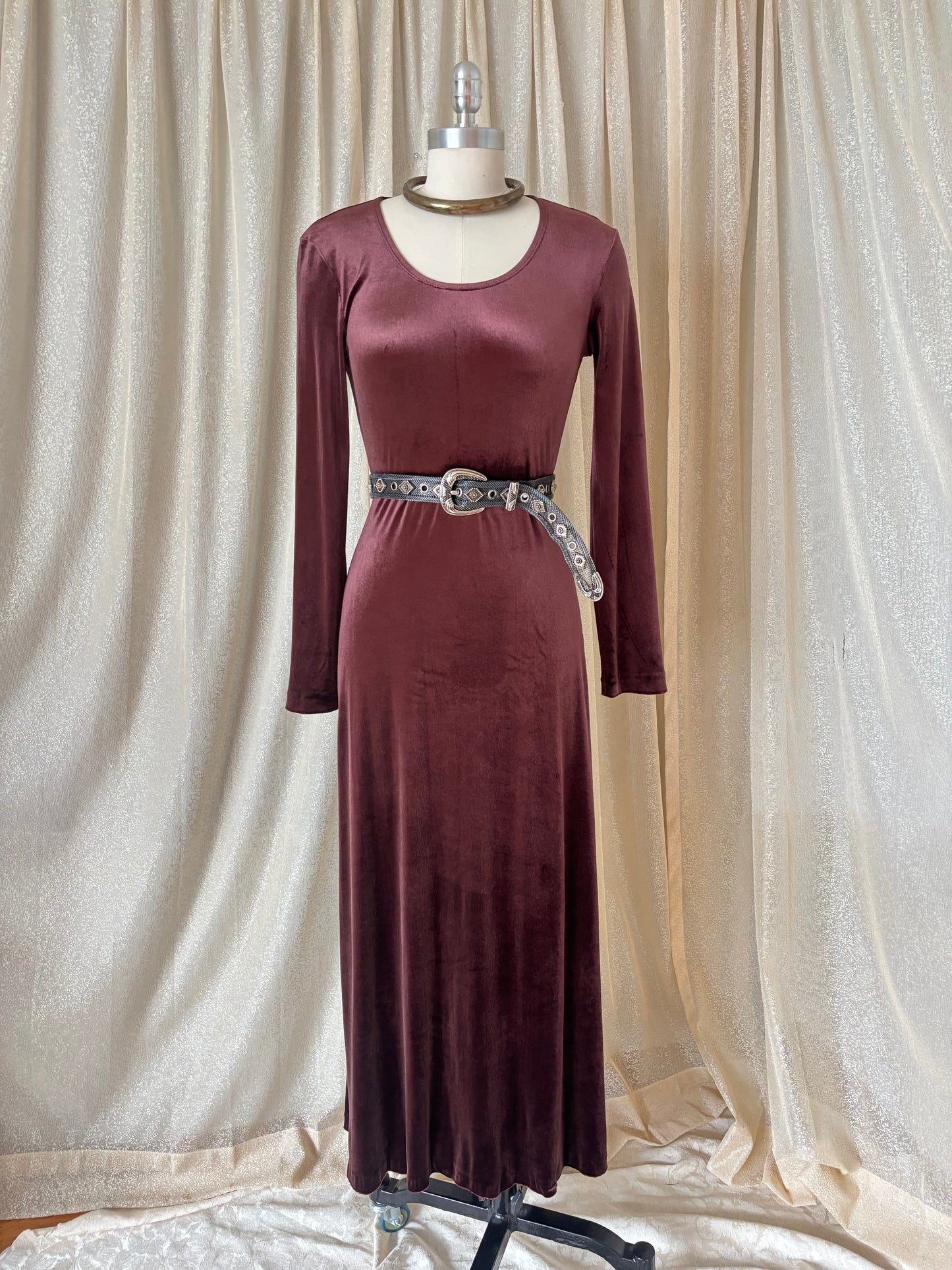 United Colors of Benetton maroon velvet maxi dress