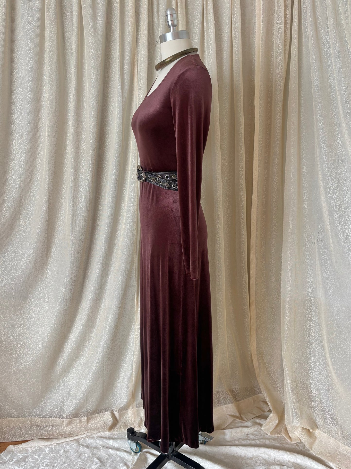 United Colors of Benetton maroon velvet maxi dress