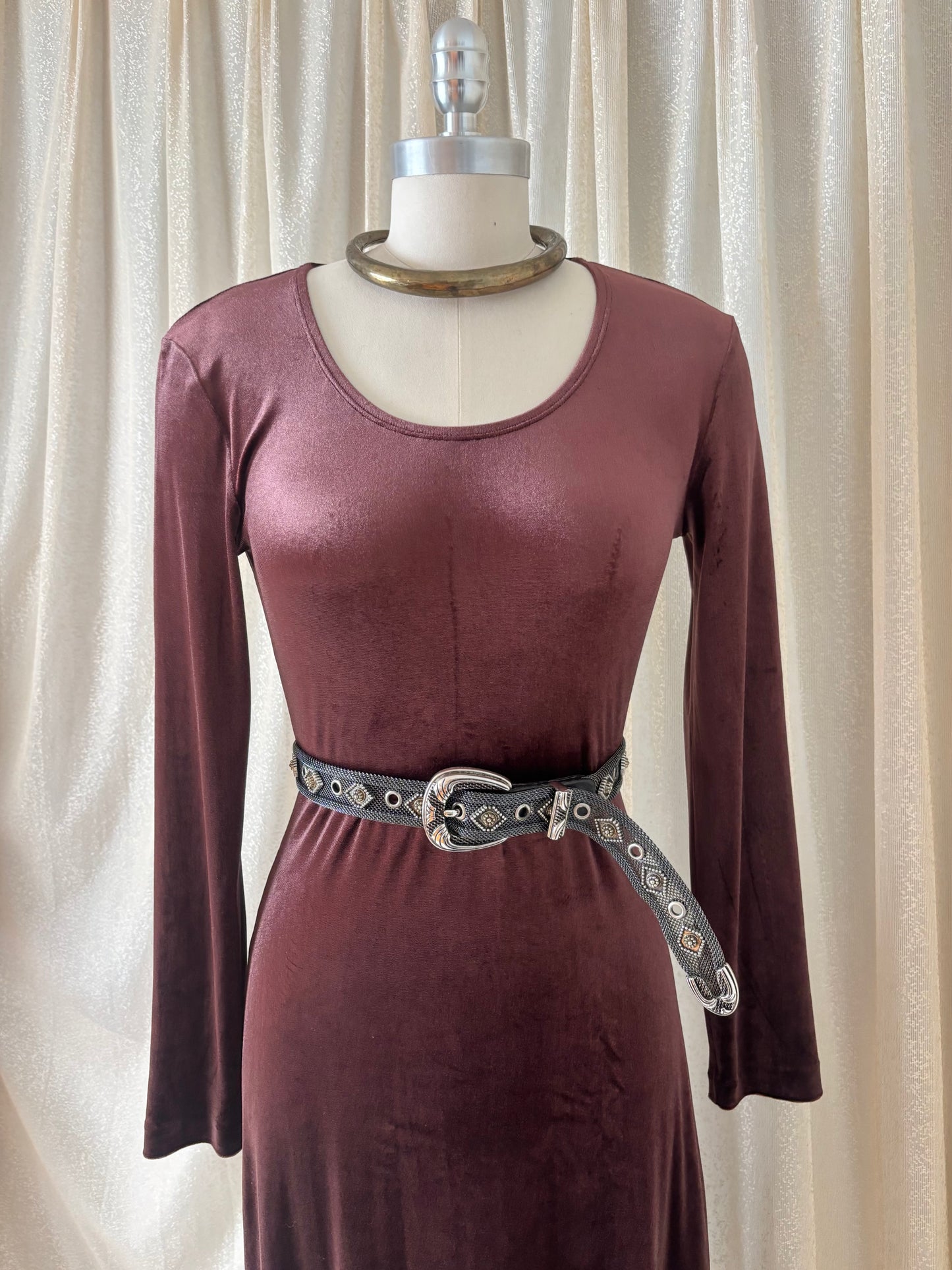 United Colors of Benetton maroon velvet maxi dress