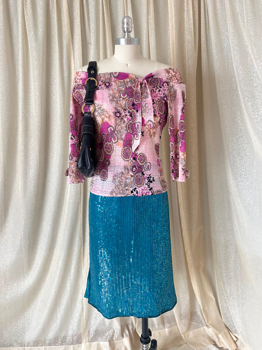 90s/00s Alberto Makali off-shoulder pleated top