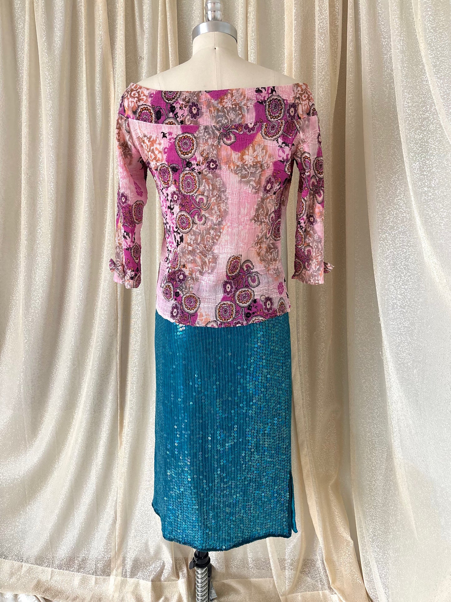 90s/00s Alberto Makali off-shoulder pleated top