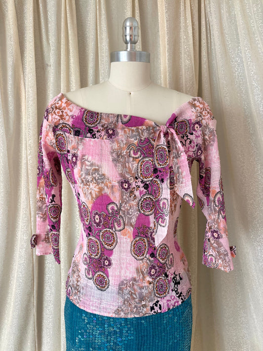 90s/00s Alberto Makali off-shoulder pleated top