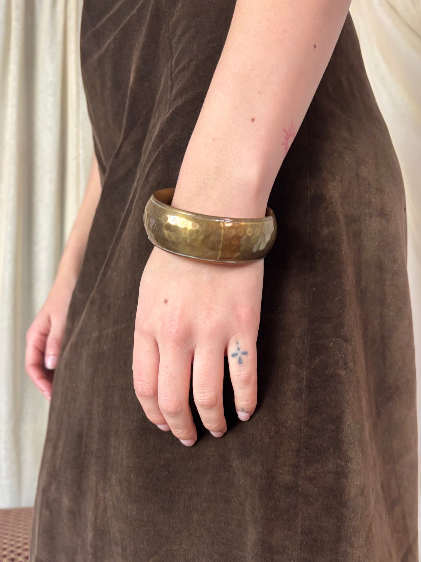 Gold hammered bangle