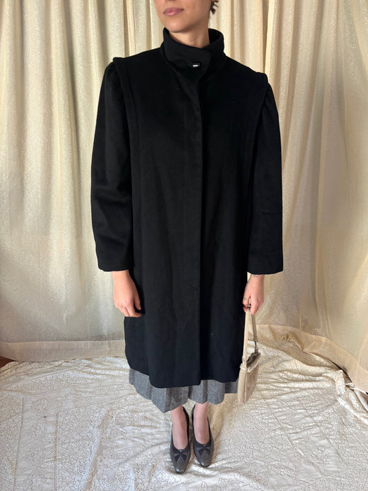 Black wool funnel neck coat