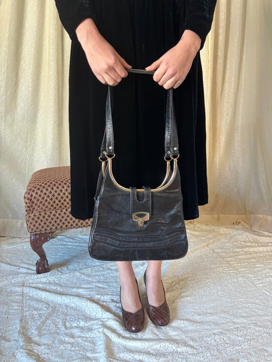 Vintage black leather purse