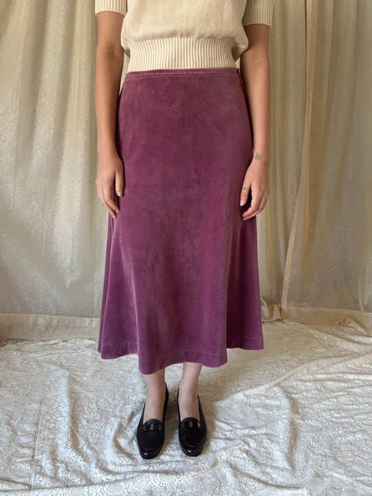 70s Betsey Johnson Alley Cat velvet midi skirt