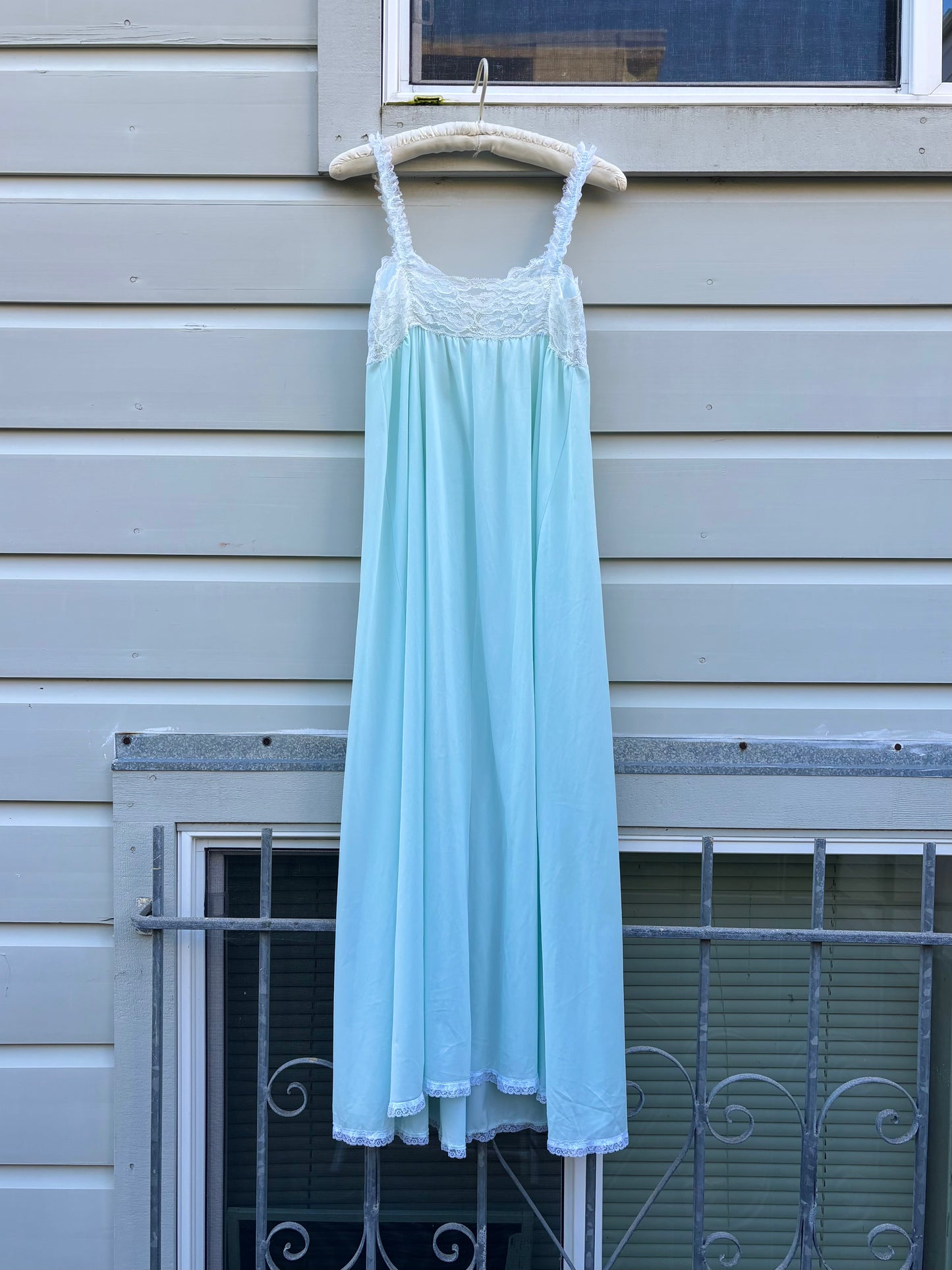 60s Olga Sleeping Pretty teal nightgown