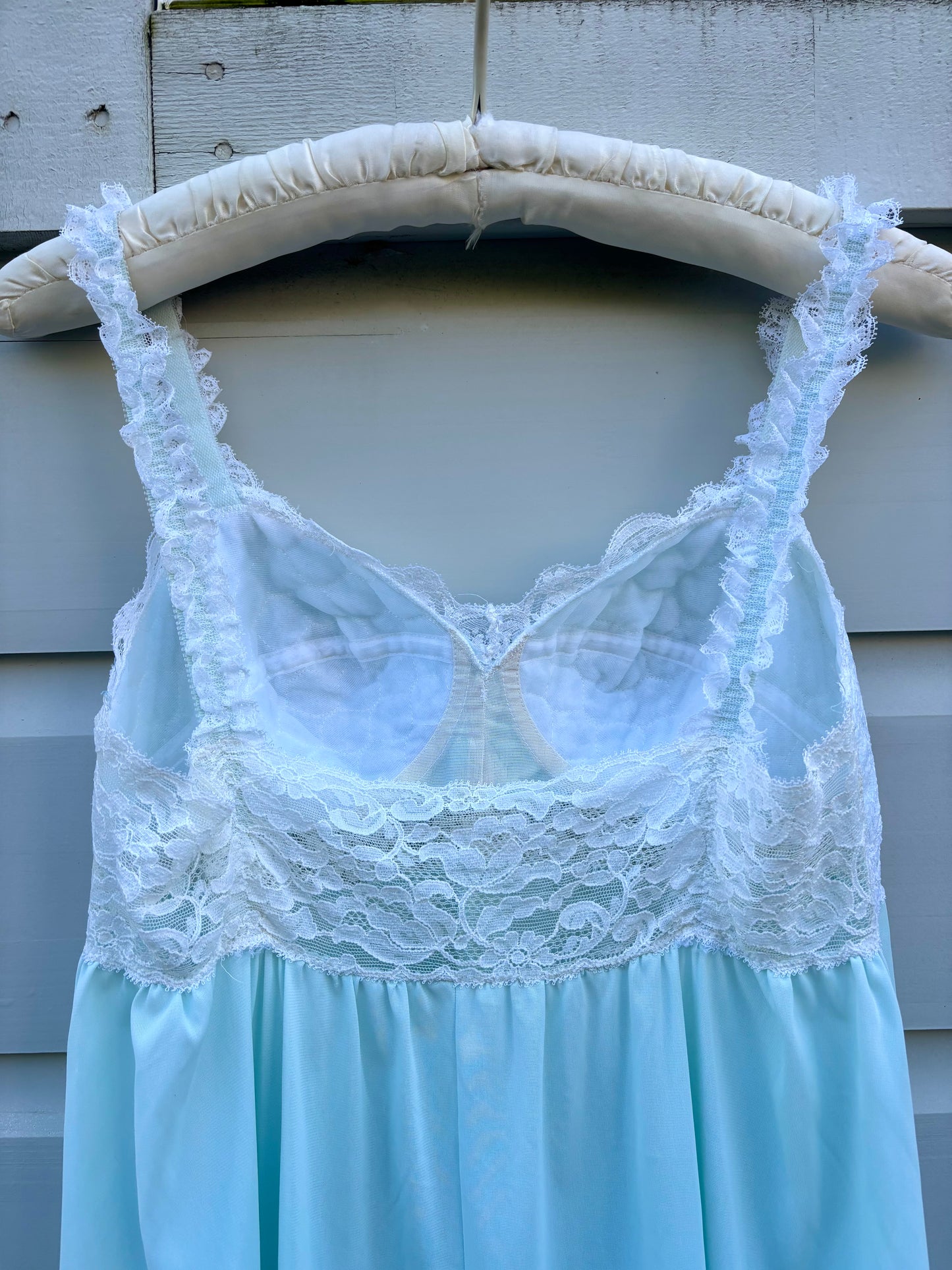 60s Olga Sleeping Pretty teal nightgown