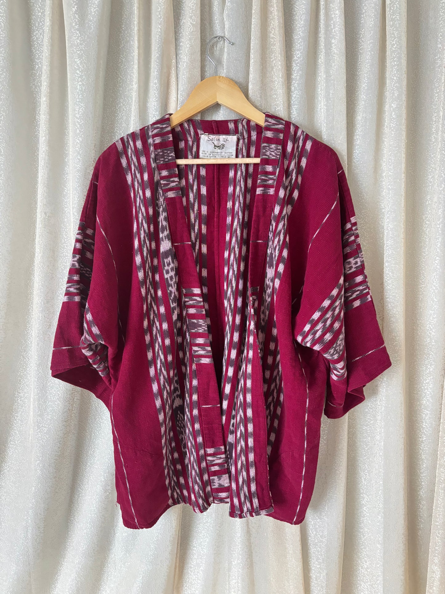 Vintage handwoven cotton Guatemalan kimono jacket