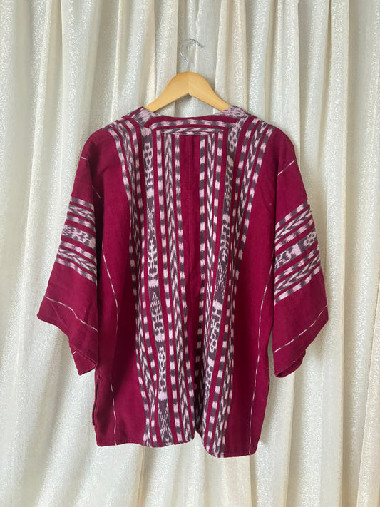 Vintage handwoven cotton Guatemalan kimono jacket