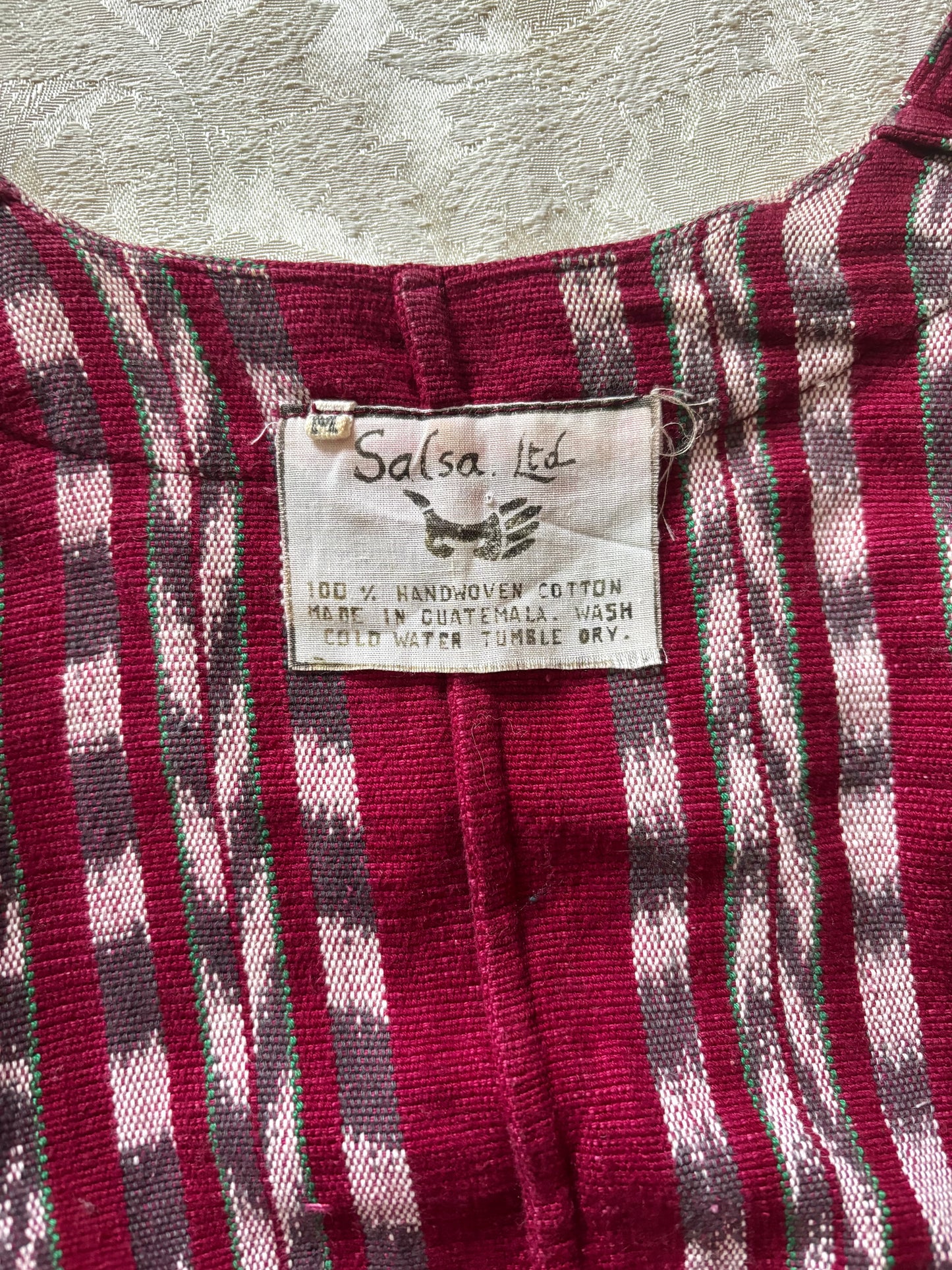 Vintage handwoven cotton Guatemalan kimono jacket