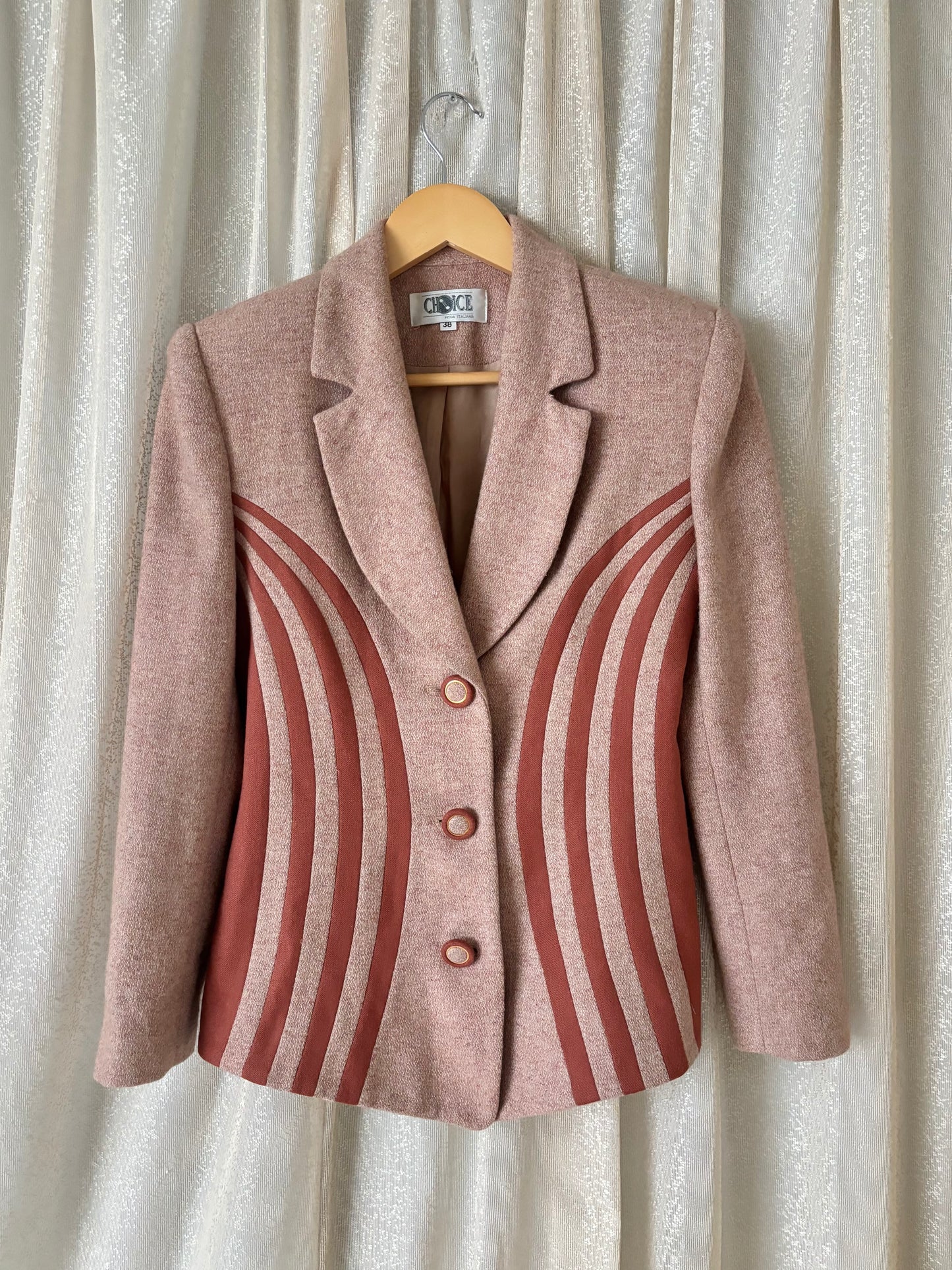 80s/90s wool curved stripe blazer