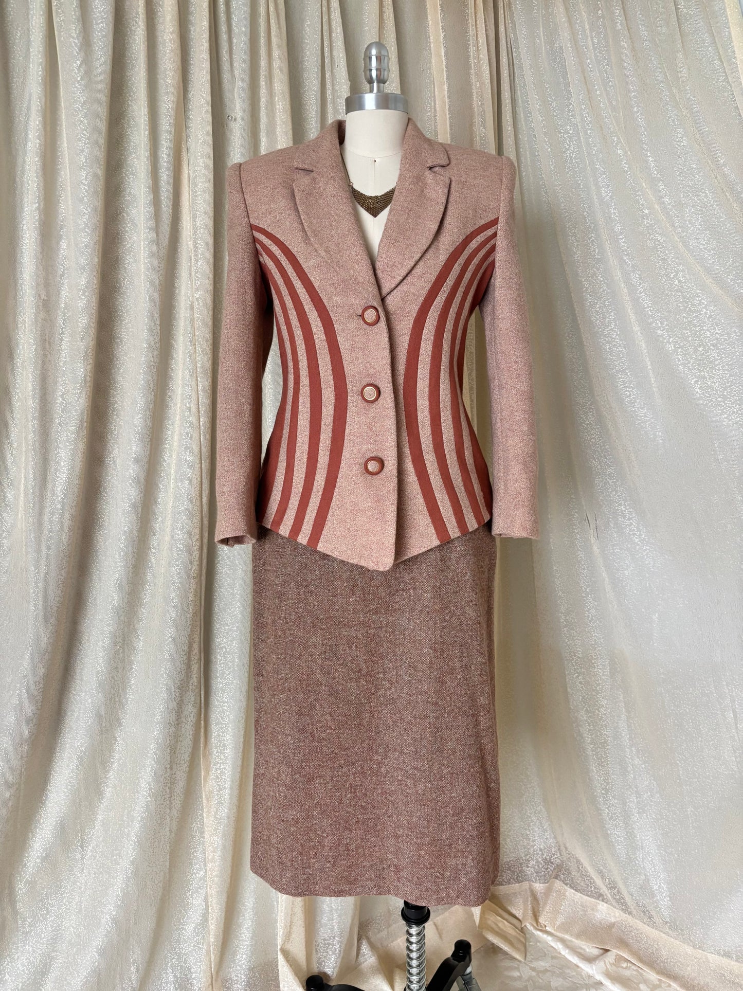 80s/90s wool curved stripe blazer