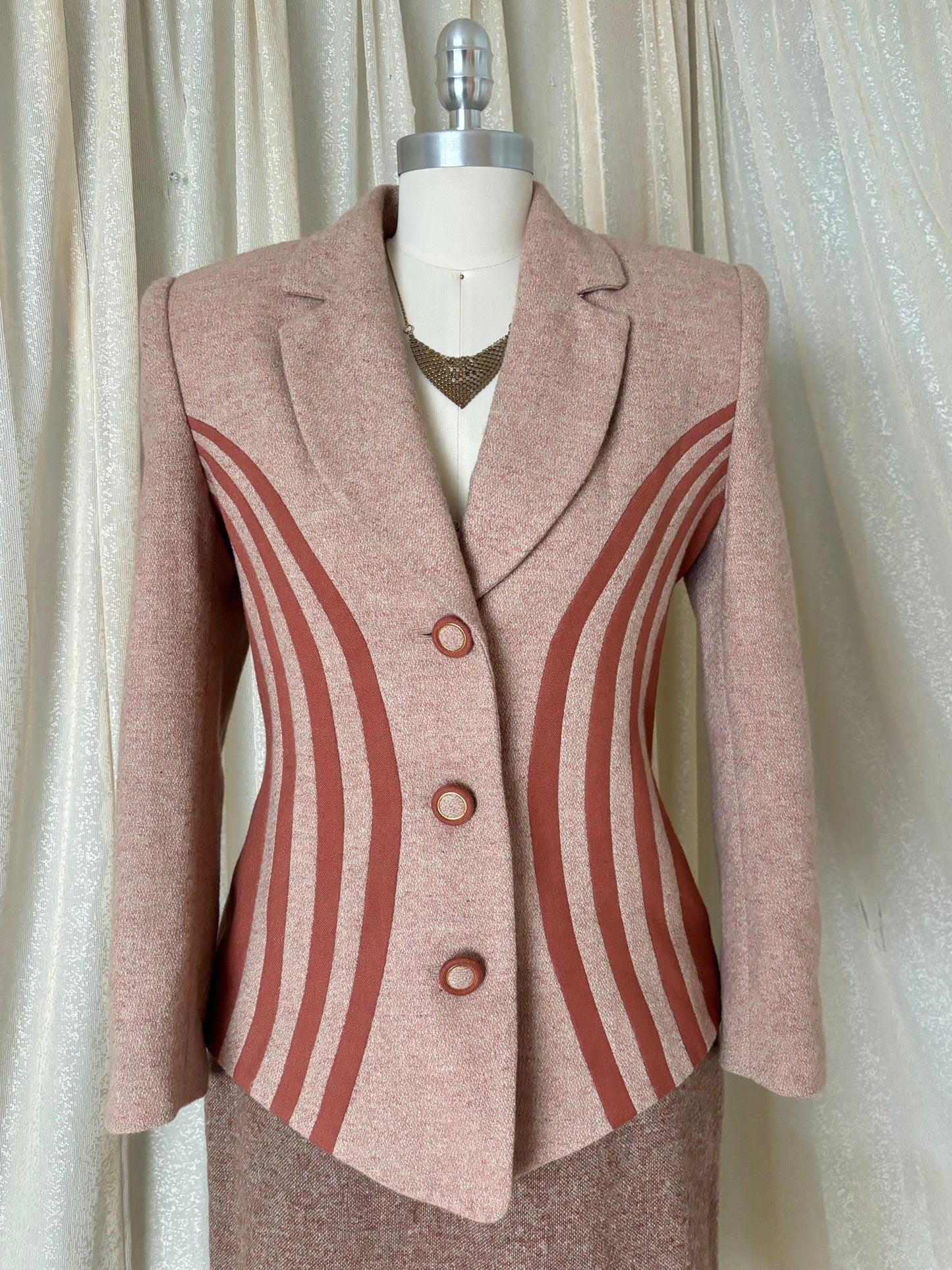 80s/90s wool curved stripe blazer