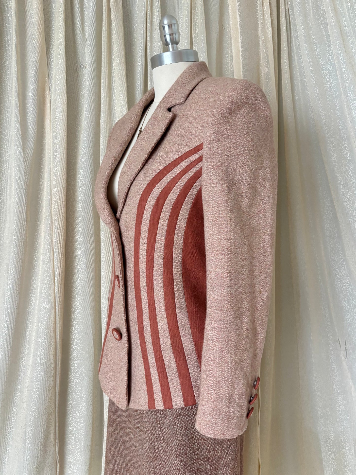 80s/90s wool curved stripe blazer