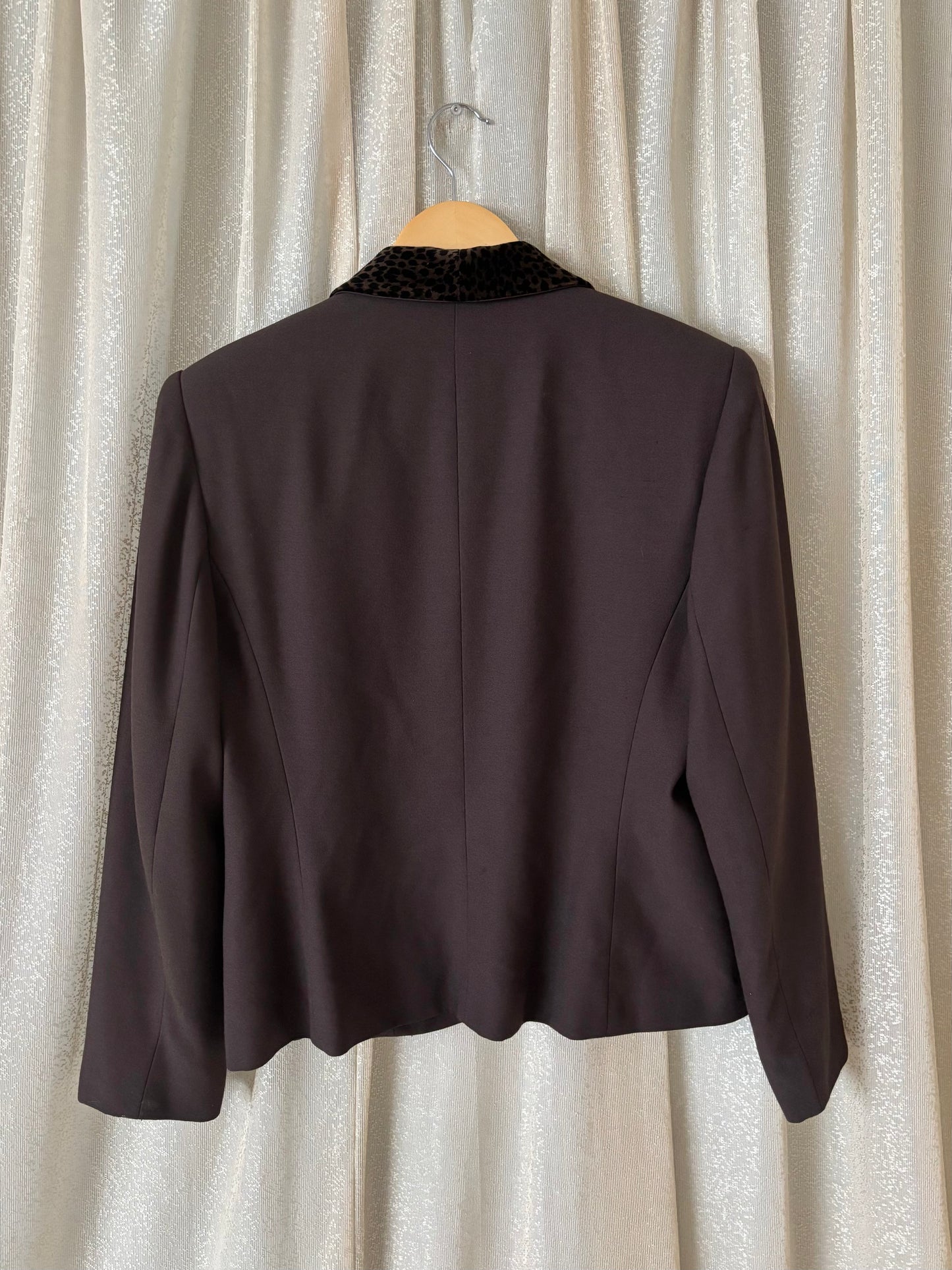 90s velvet leopard collar blazer
