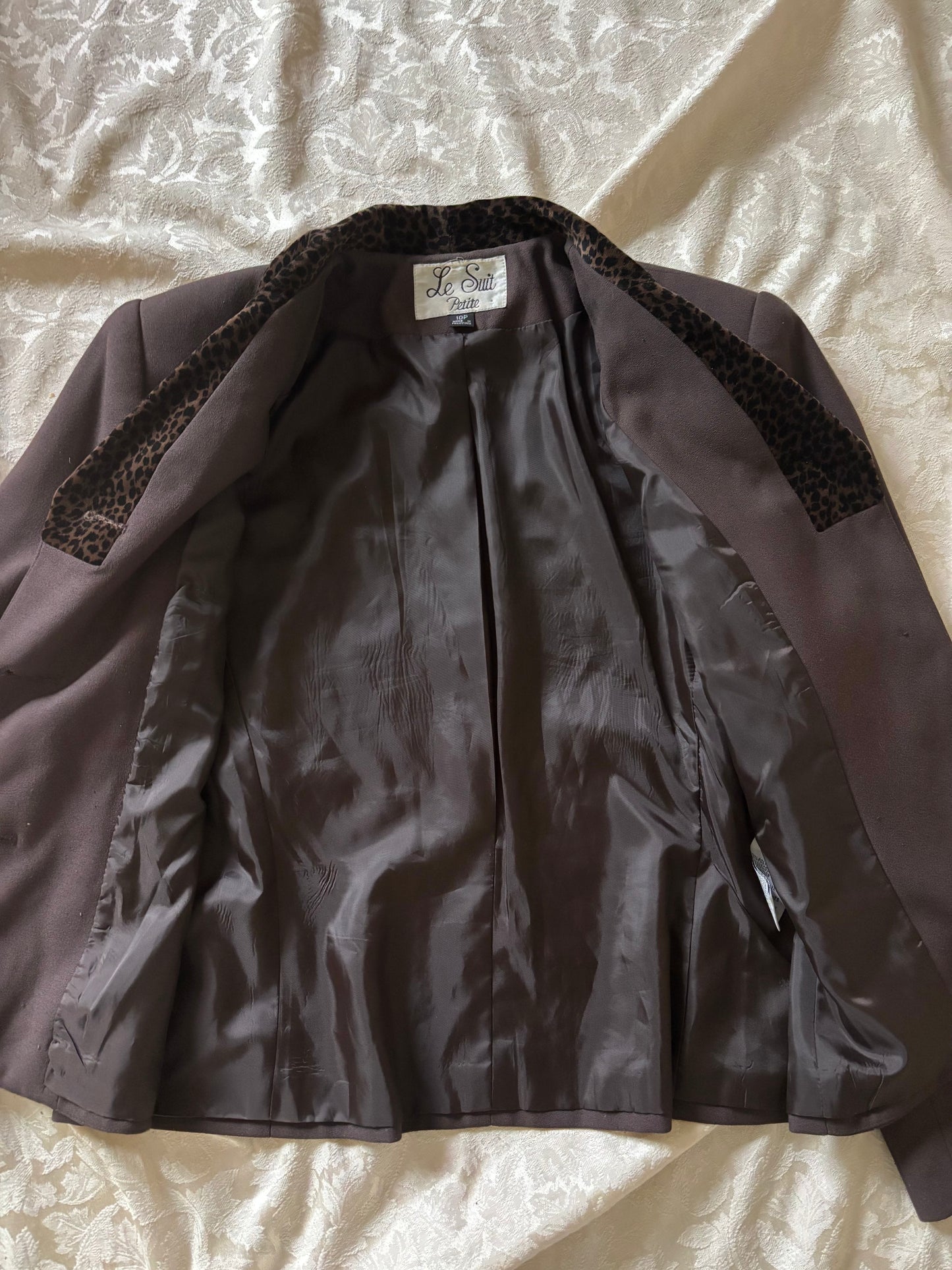 90s velvet leopard collar blazer