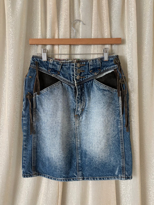 80s/90s No! Jeans novelty acid-wash denim mini skirt