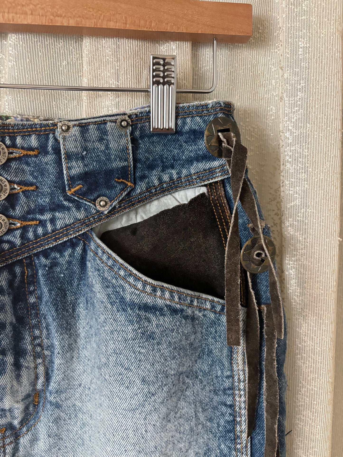 80s/90s No! Jeans novelty acid-wash denim mini skirt
