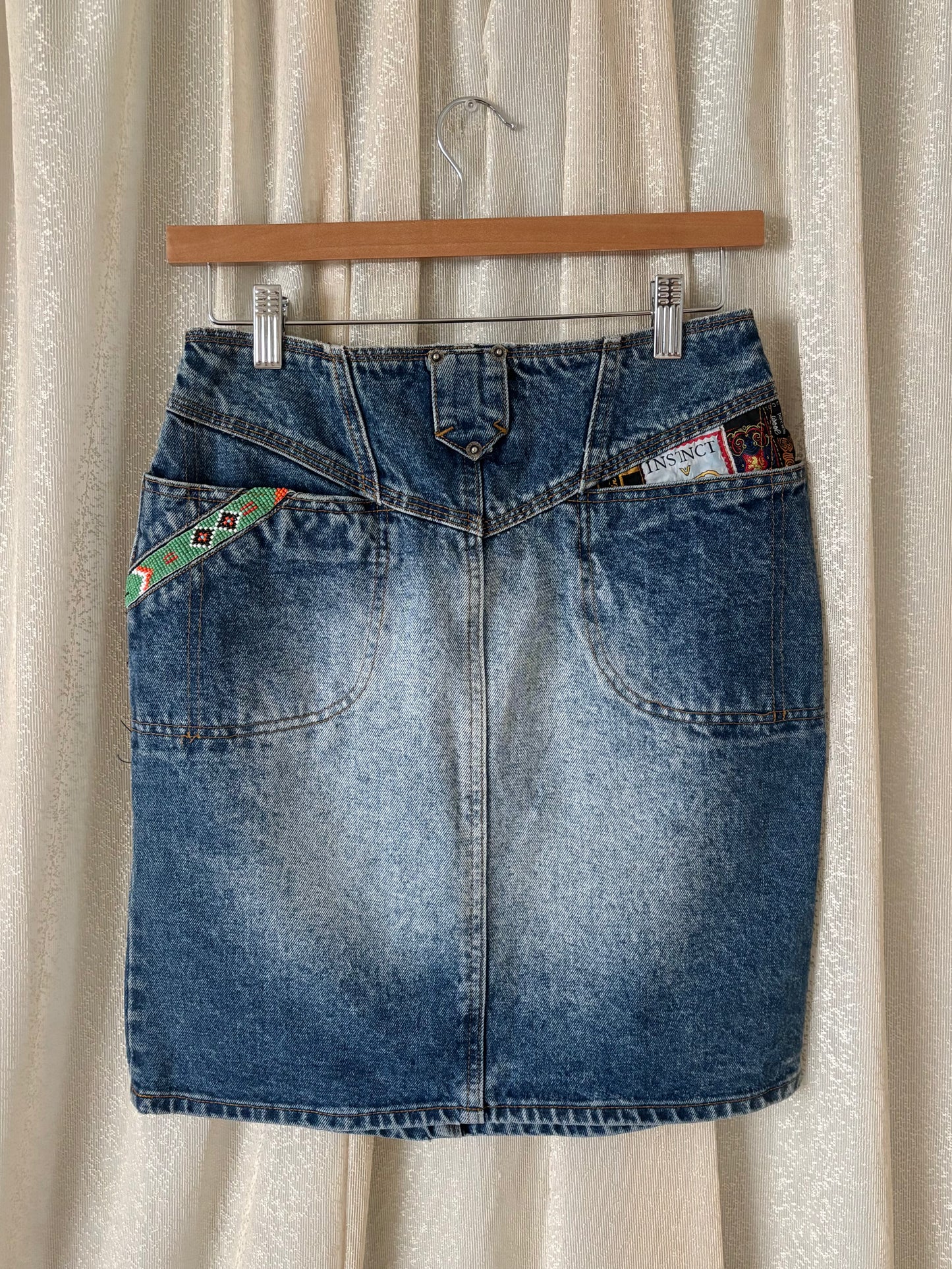 80s/90s No! Jeans novelty acid-wash denim mini skirt