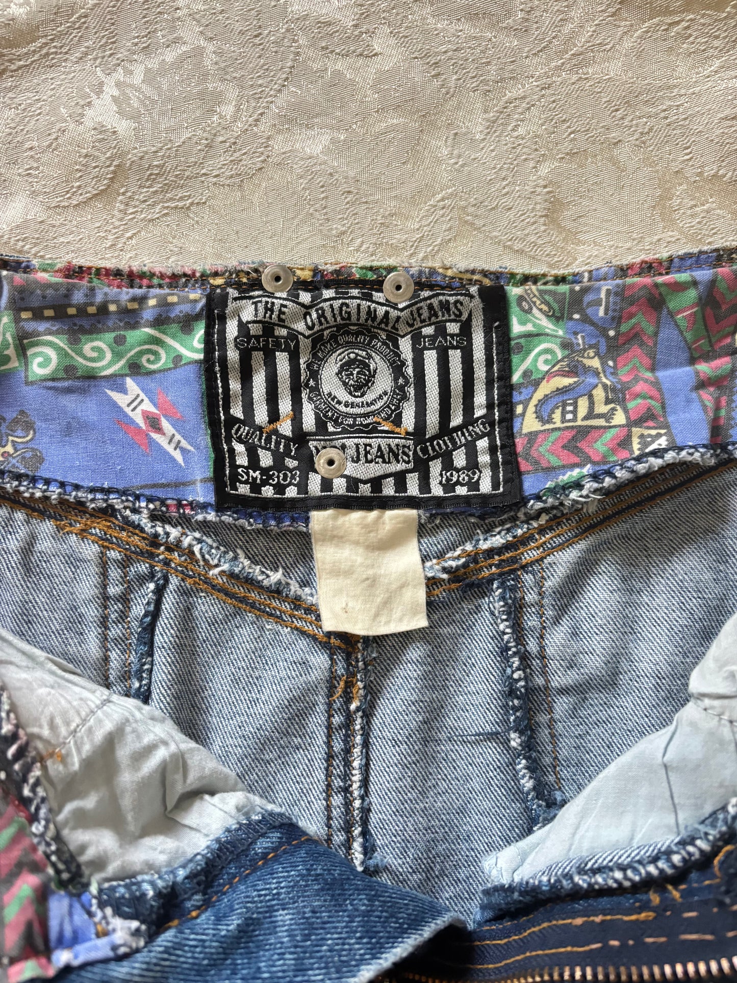 80s/90s No! Jeans novelty acid-wash denim mini skirt