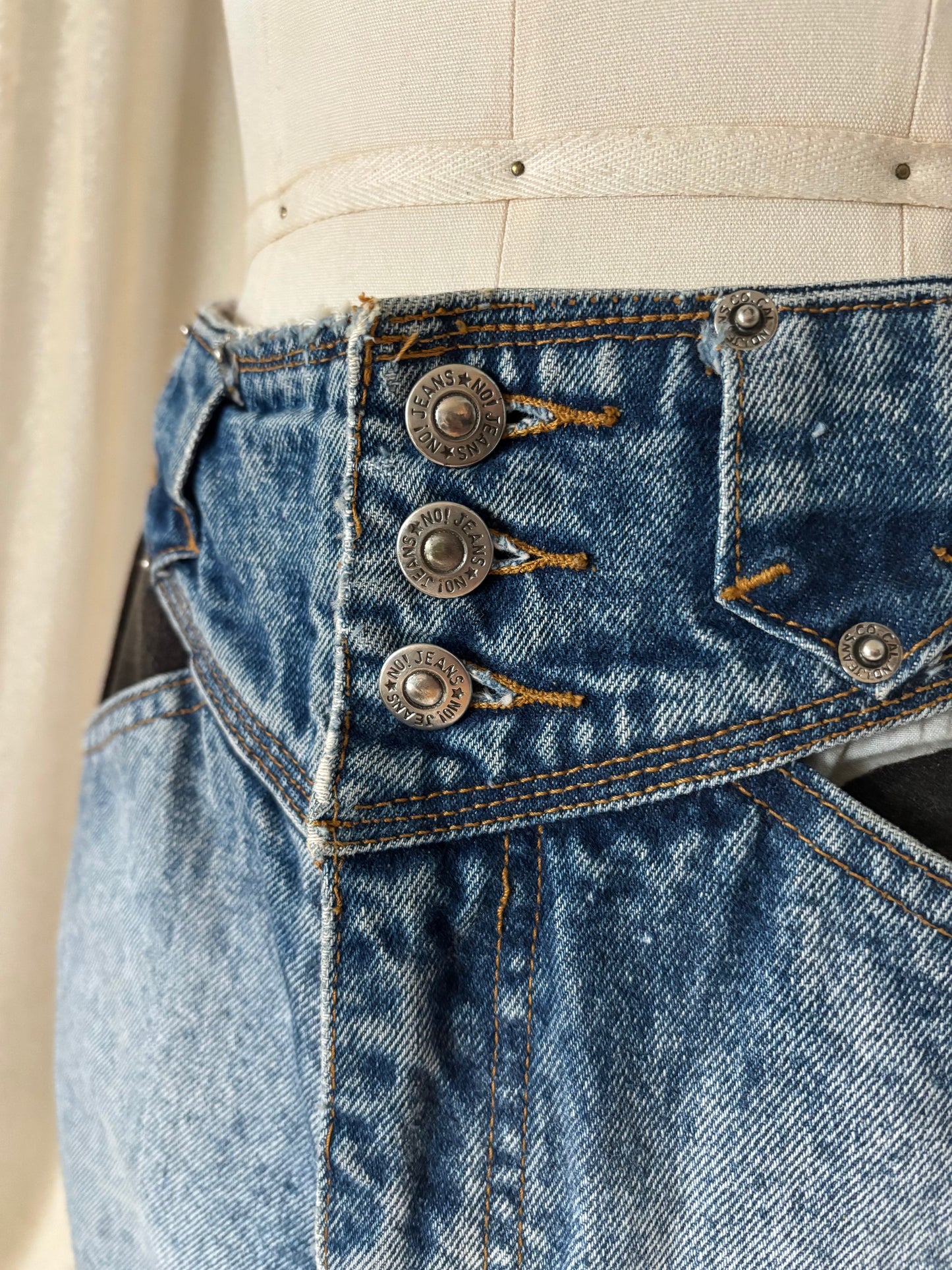 80s/90s No! Jeans novelty acid-wash denim mini skirt