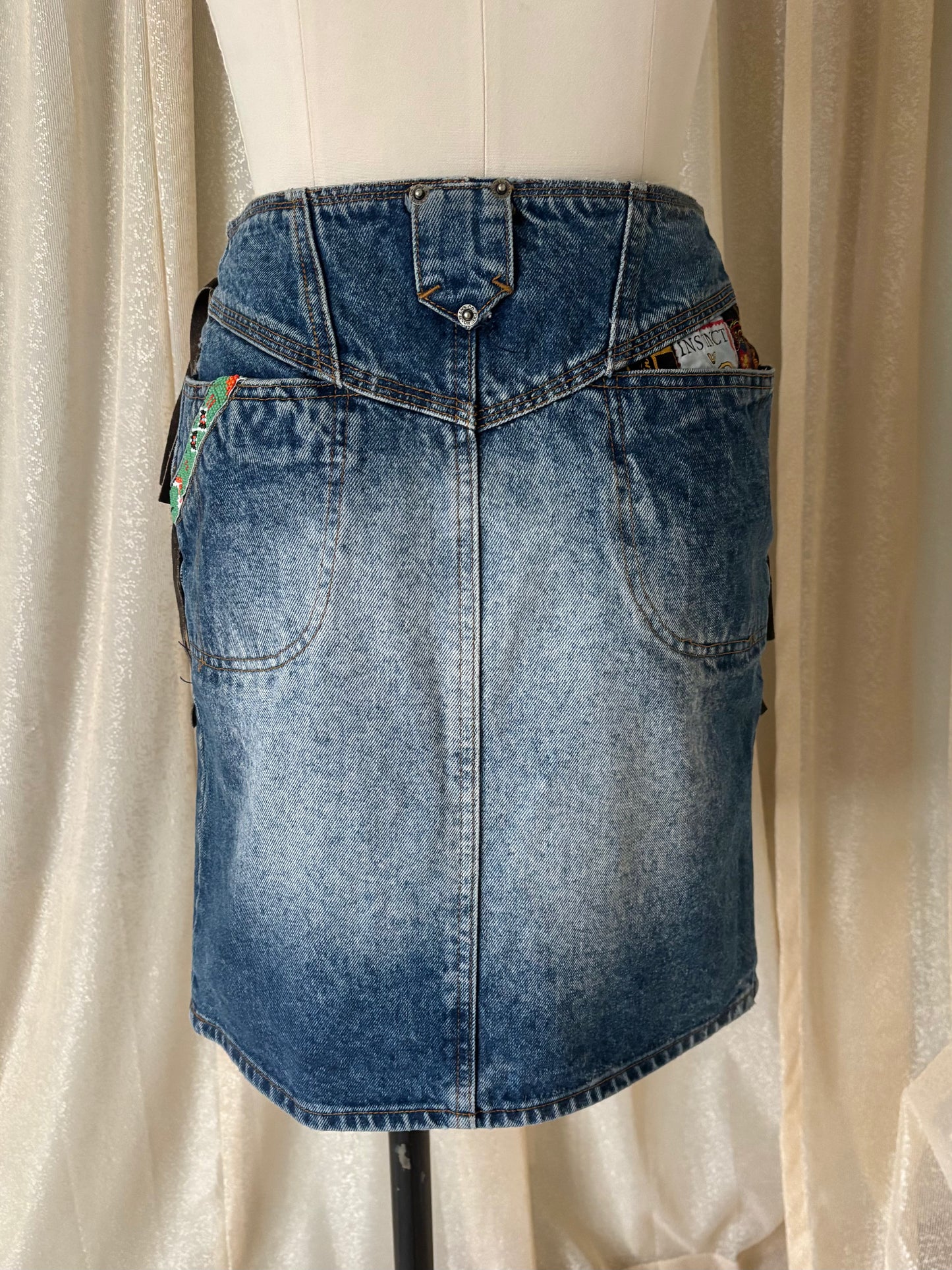 80s/90s No! Jeans novelty acid-wash denim mini skirt