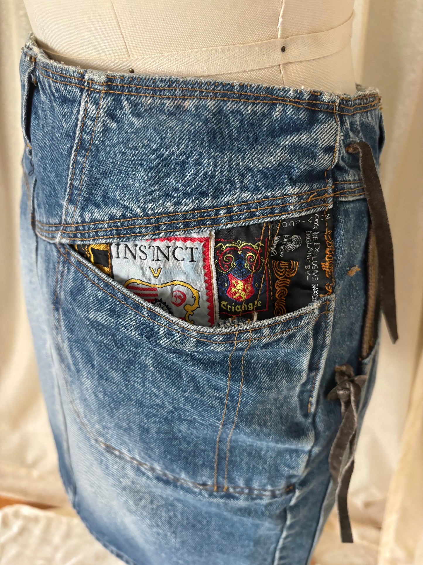 80s/90s No! Jeans novelty acid-wash denim mini skirt