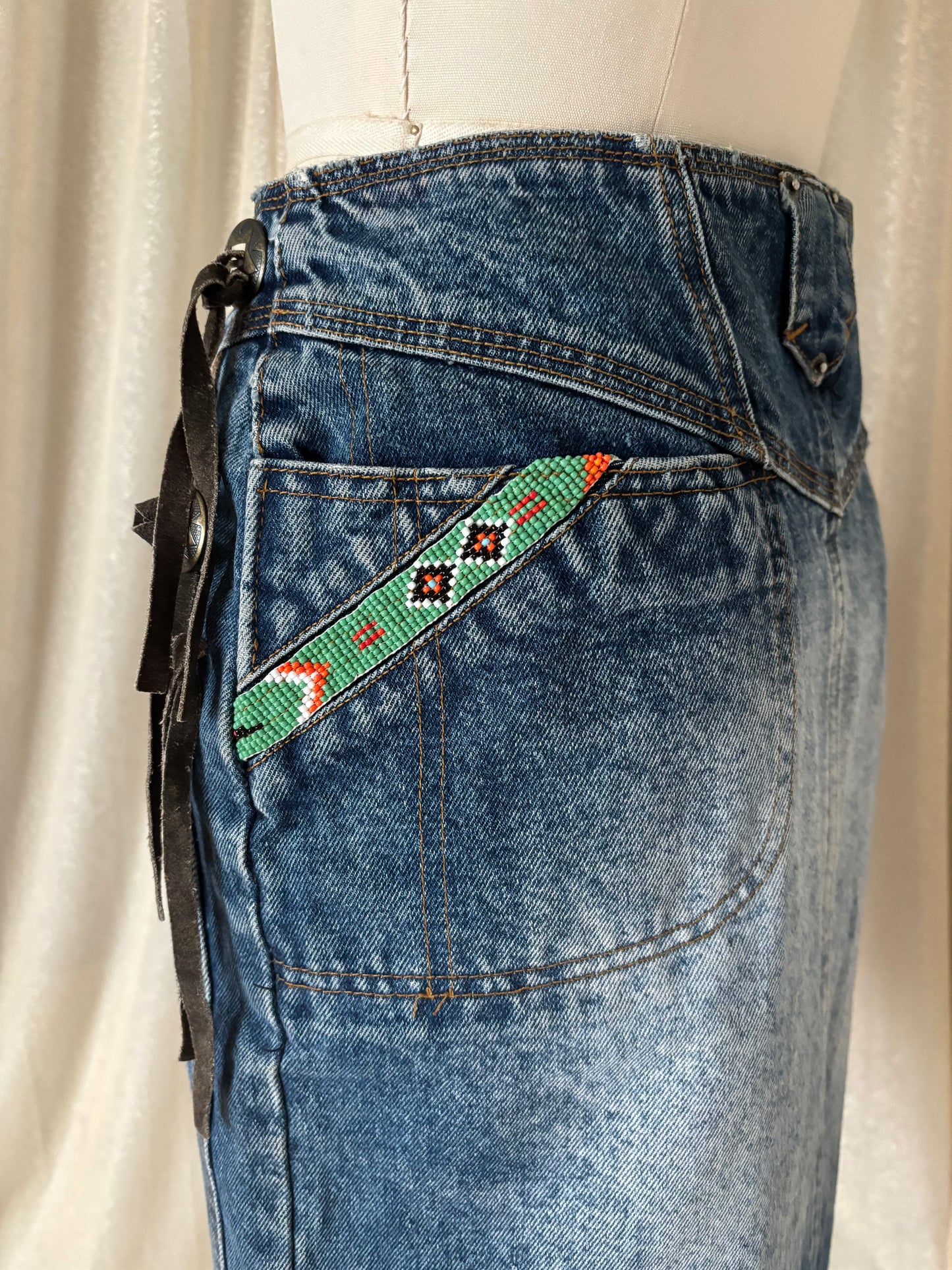 80s/90s No! Jeans novelty acid-wash denim mini skirt