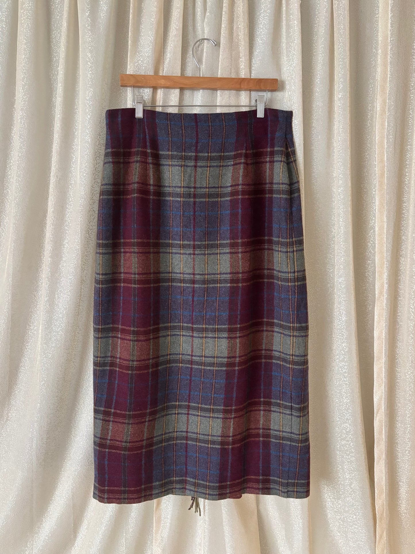 90s lambswool fringe blanket wrap skirt