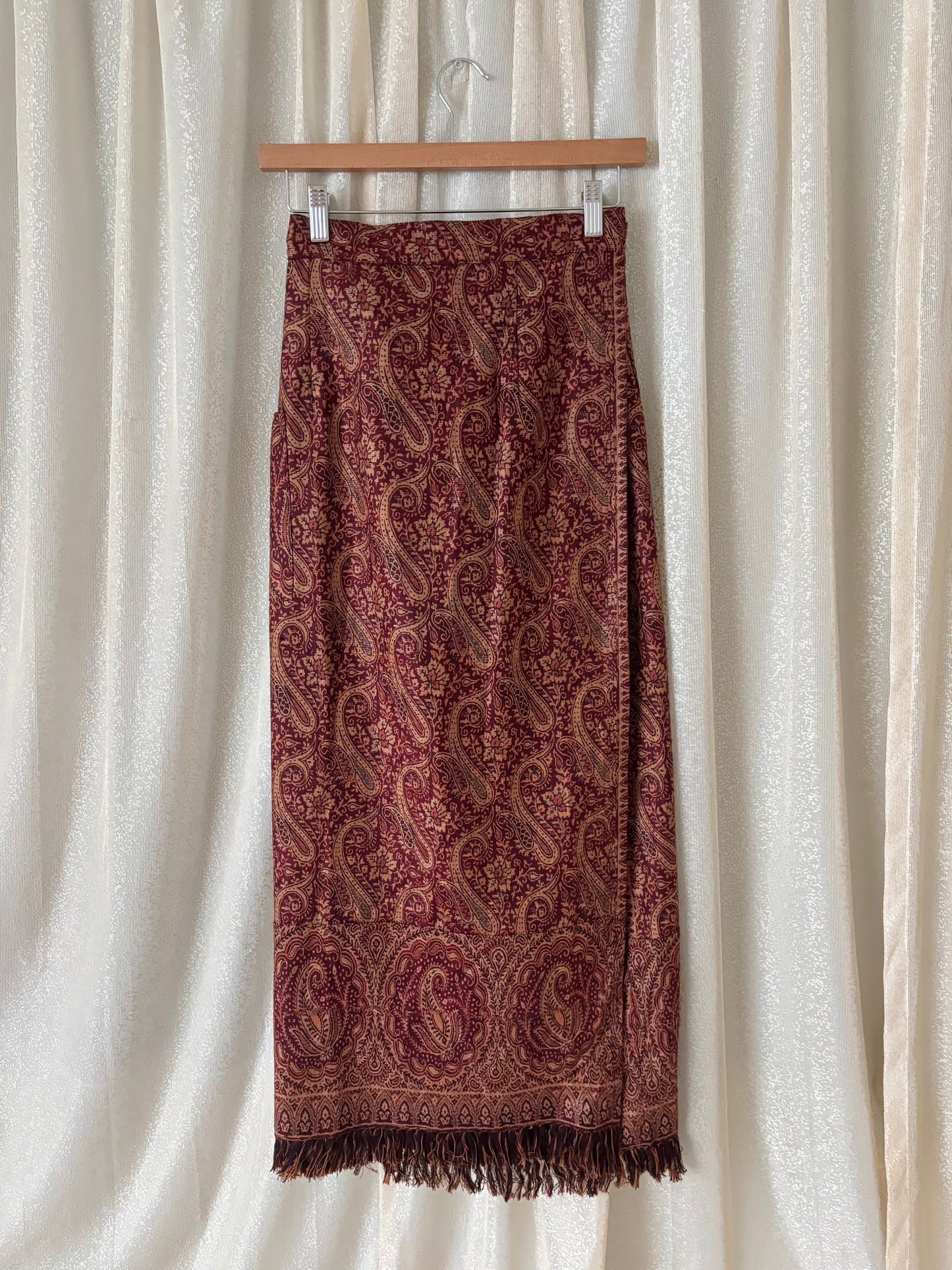 Vintage wool paisley wrap skirt