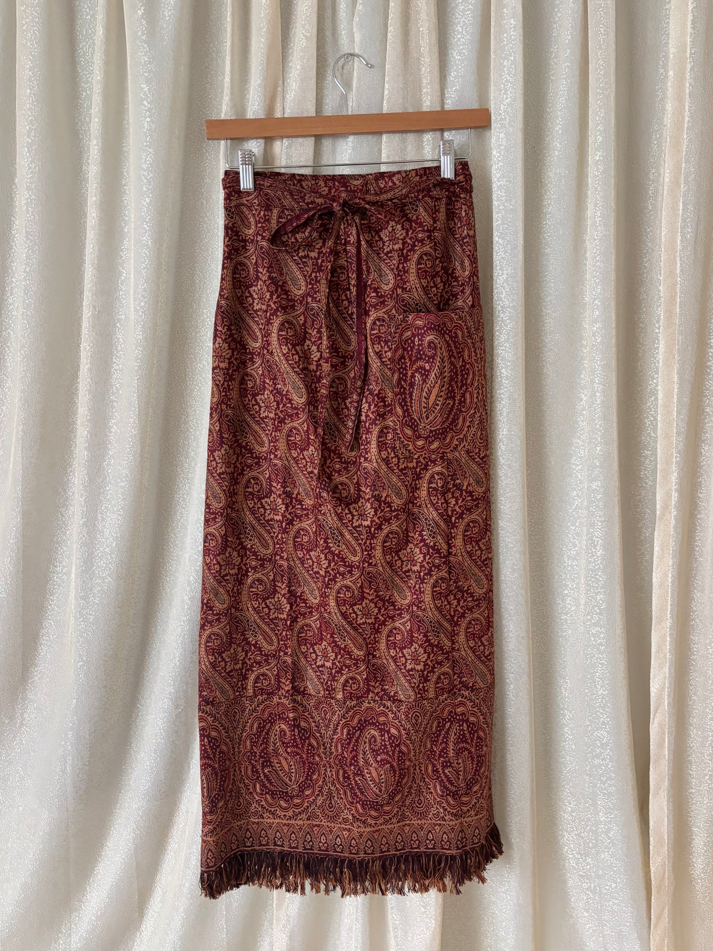Vintage wool paisley wrap skirt