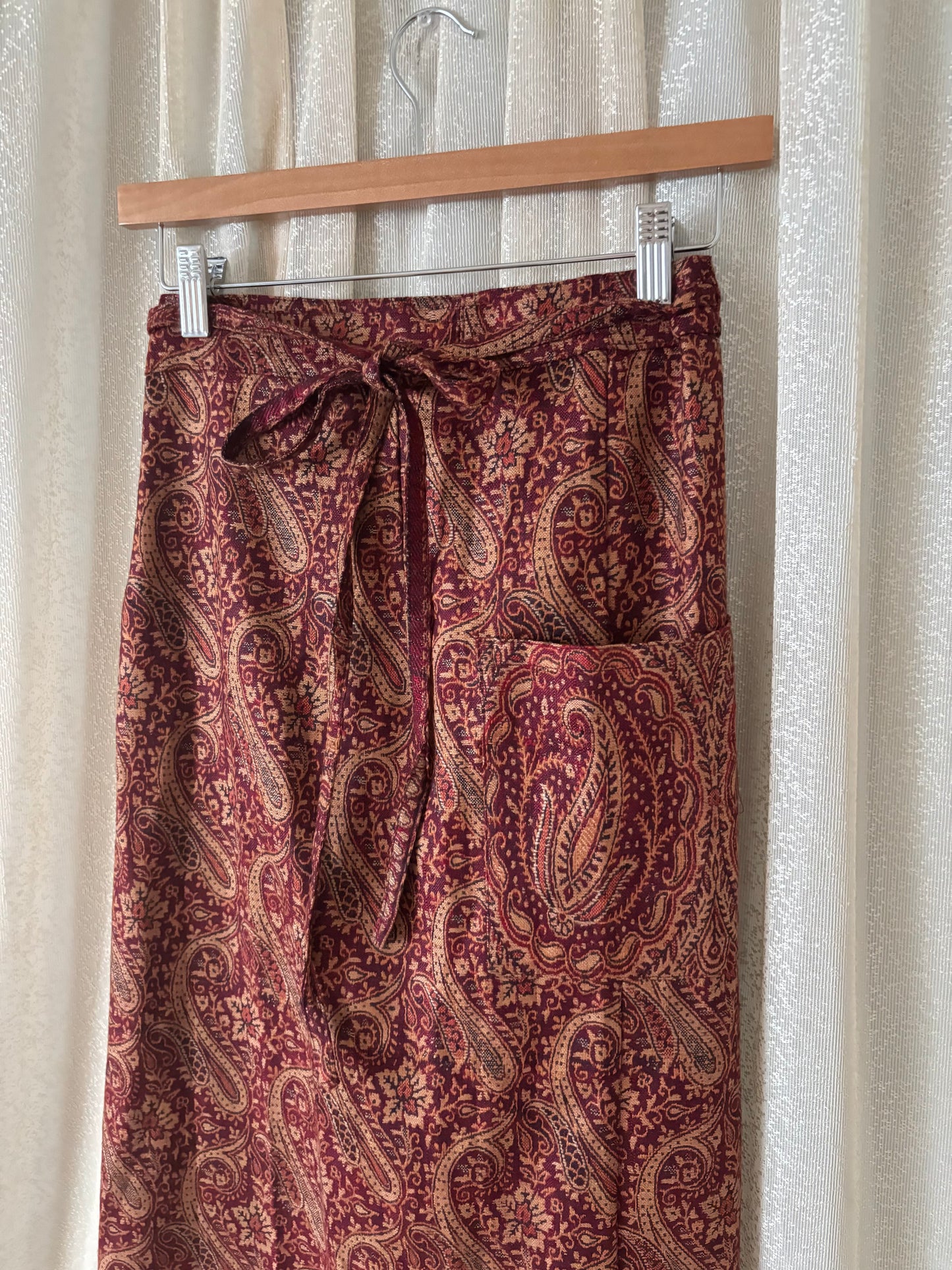Vintage wool paisley wrap skirt