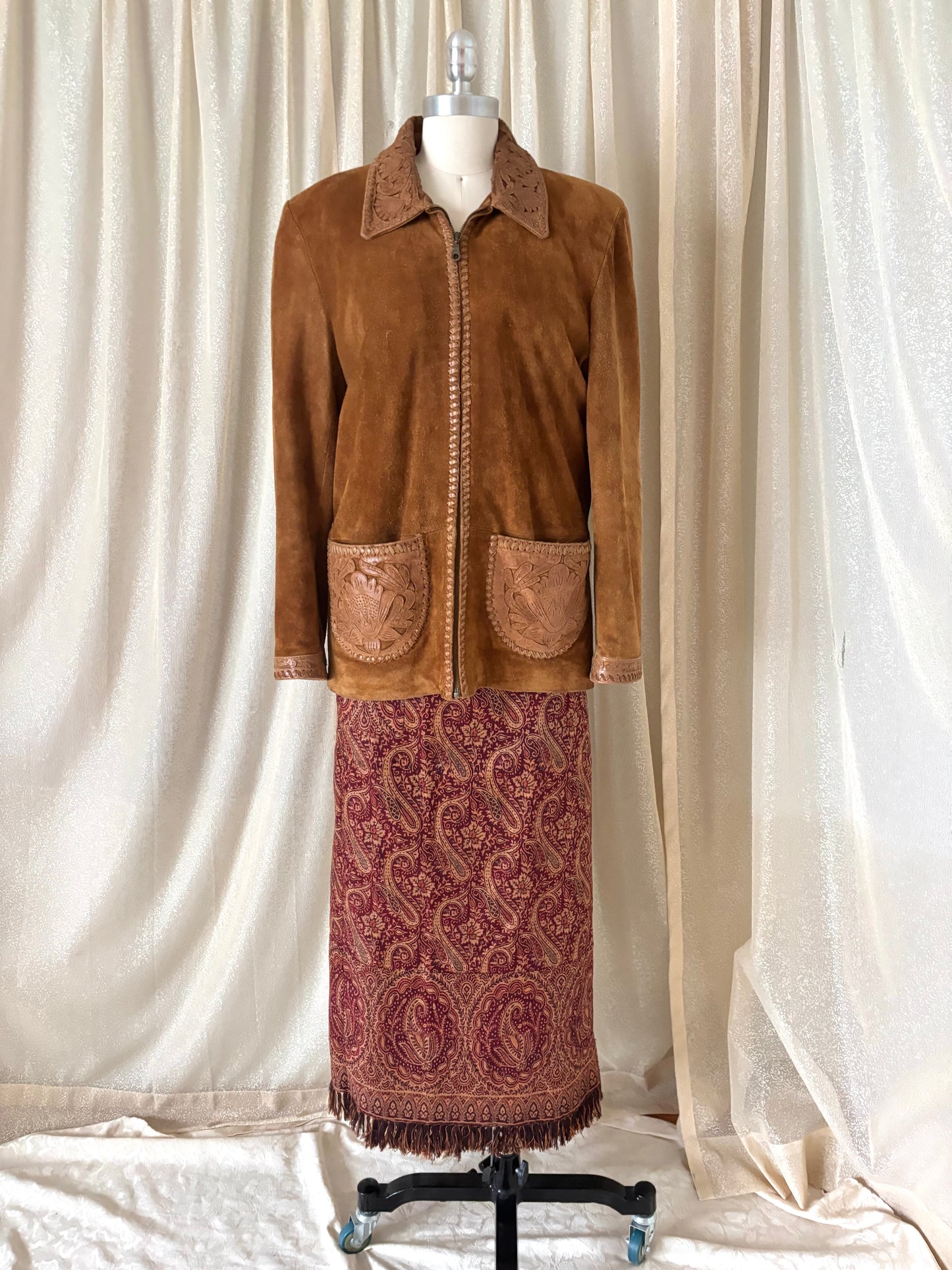 Vintage wool paisley wrap skirt