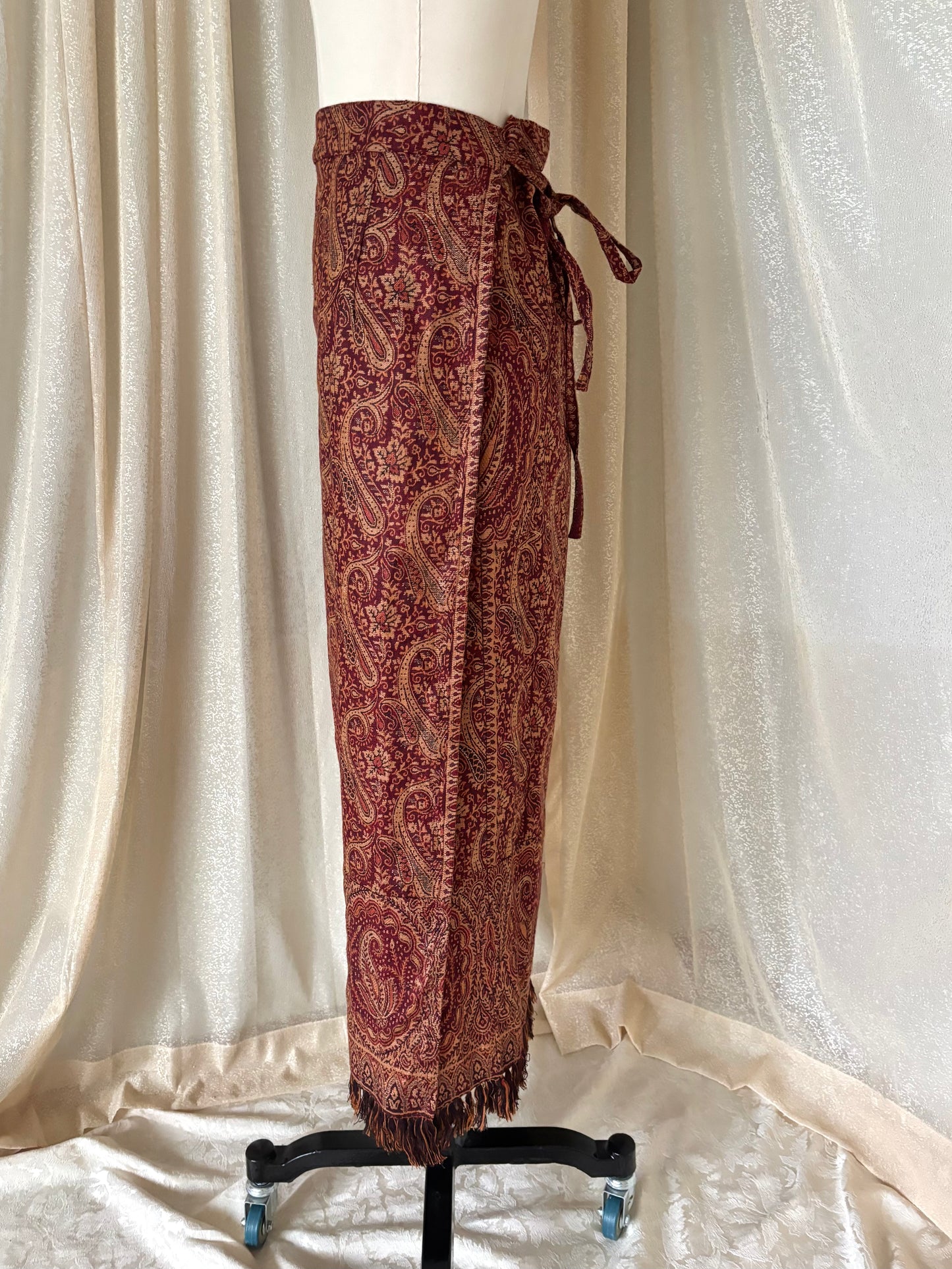 Vintage wool paisley wrap skirt