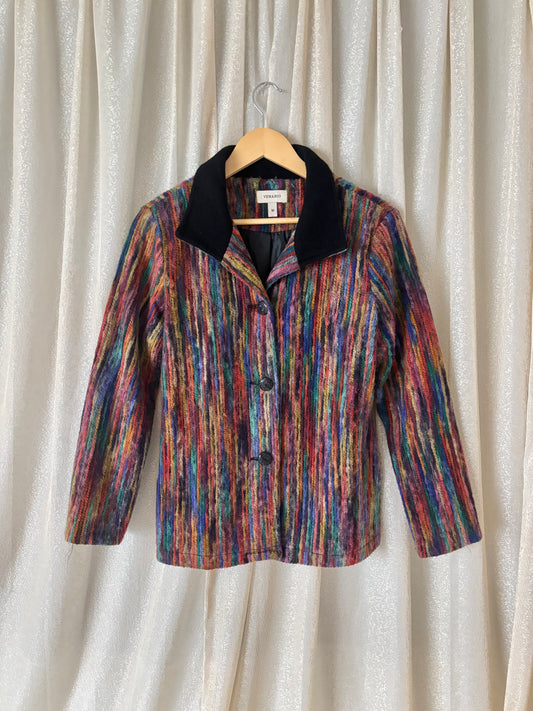 Multicolored stripe knit jacket