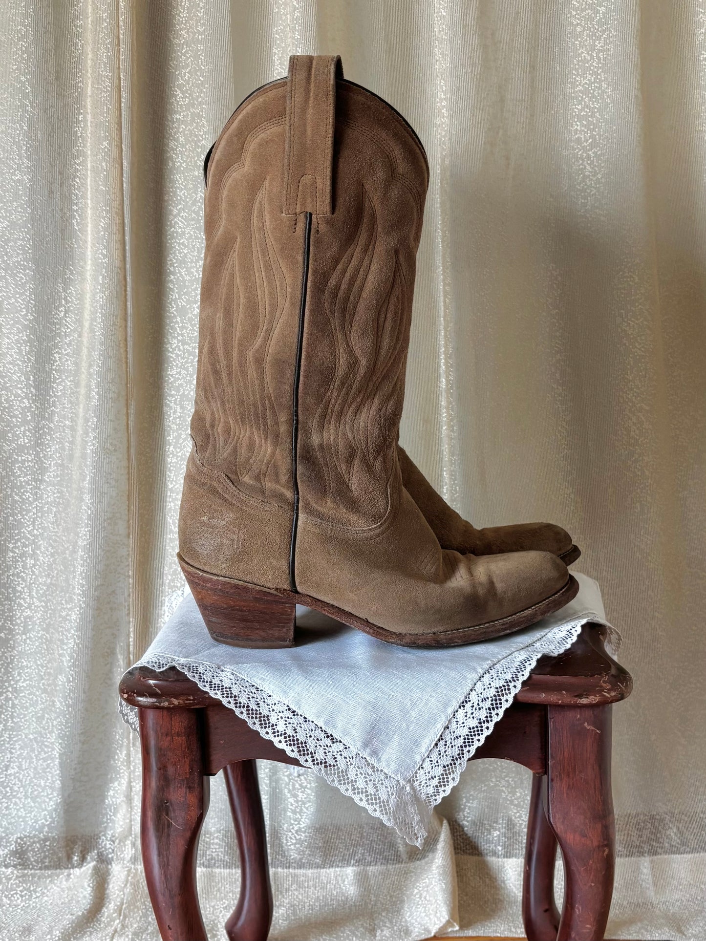 Vintage Frye suede western boots