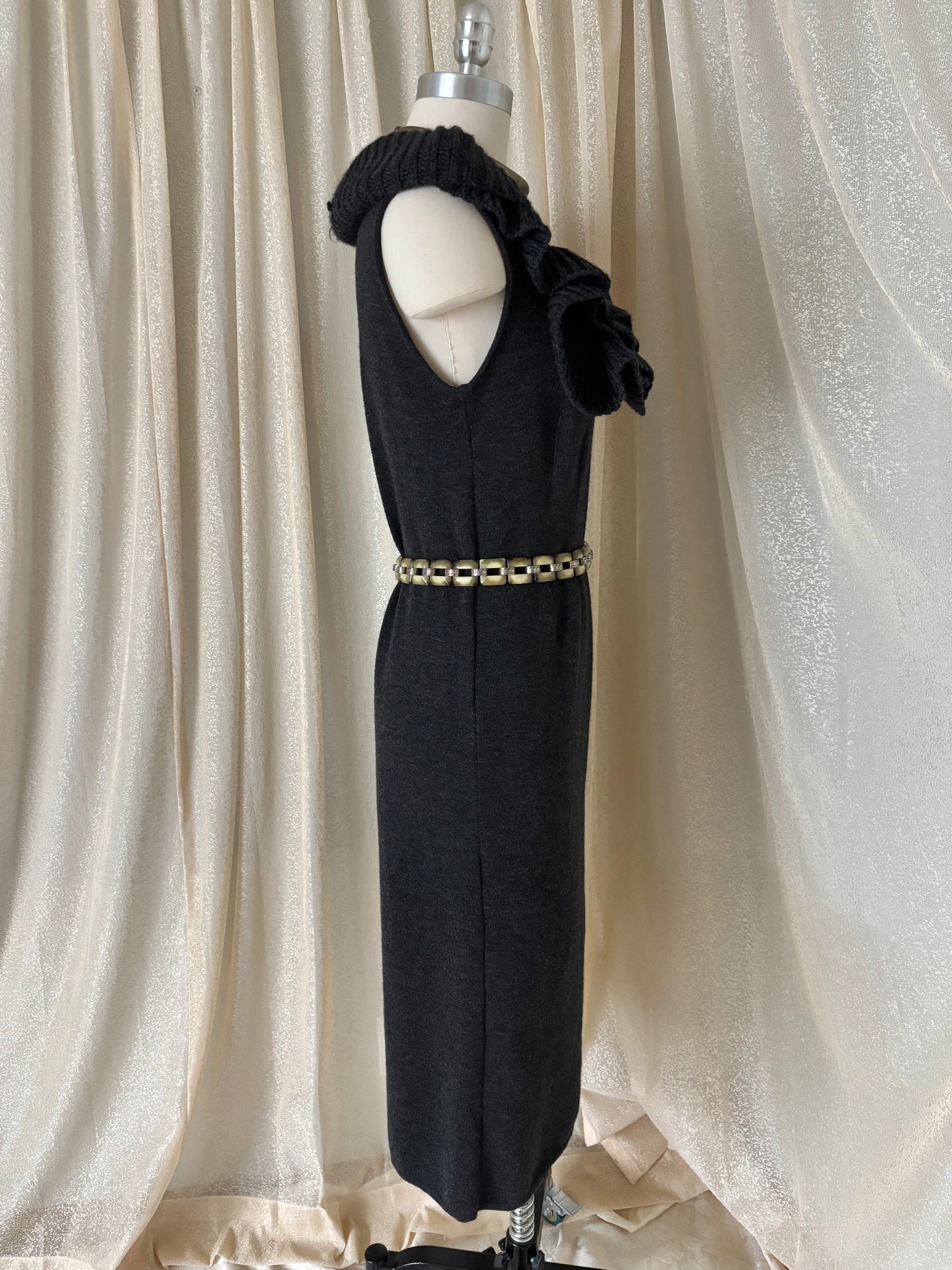 Valentino wool knit ruffle collar dress