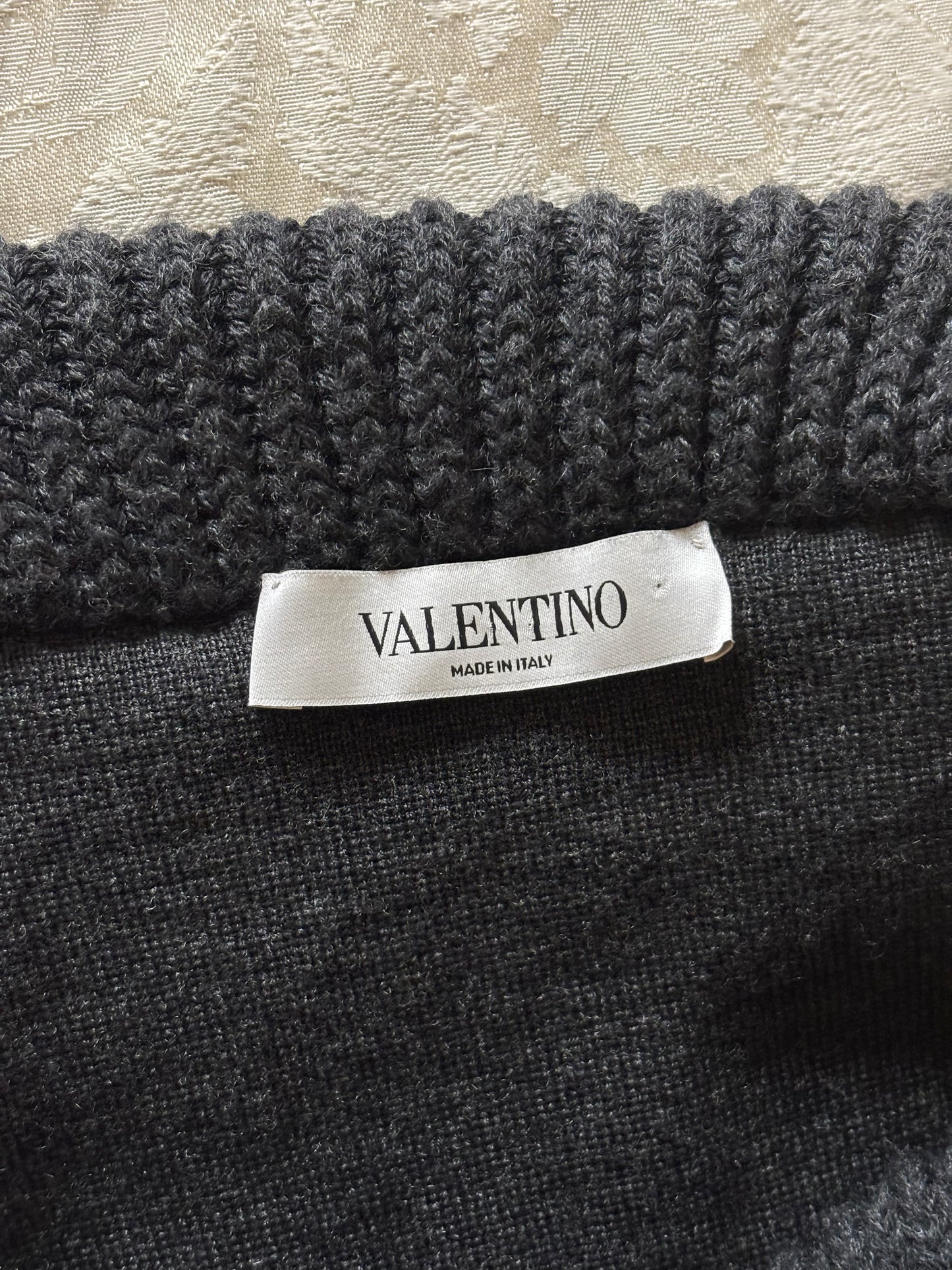 Valentino wool knit ruffle collar dress
