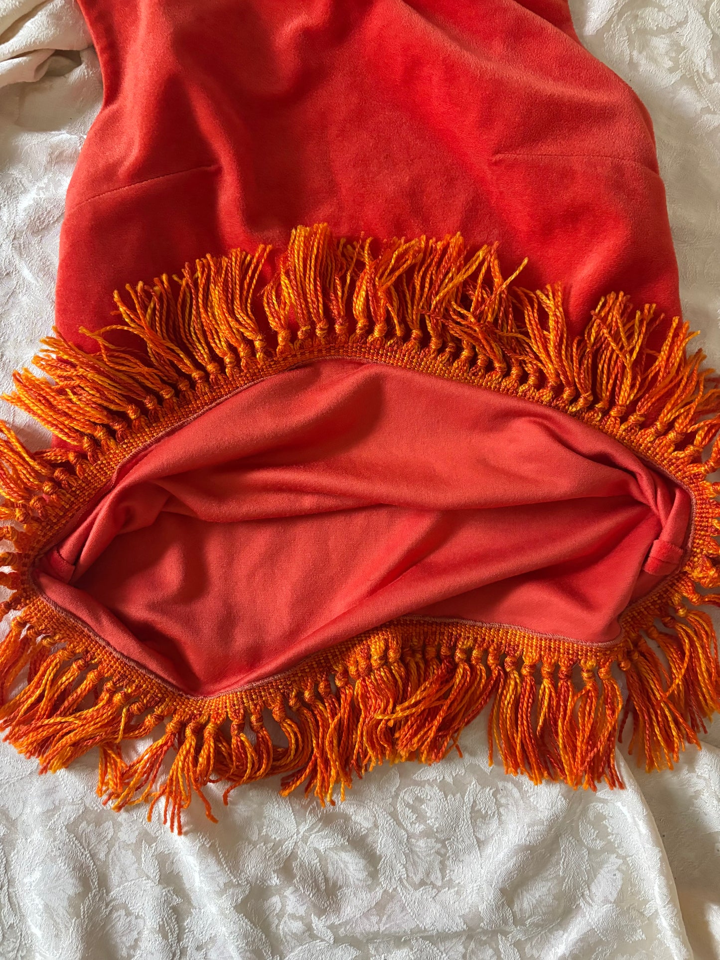 Rare 60s Joseph Magnin fringed terry velour mod shift dress
