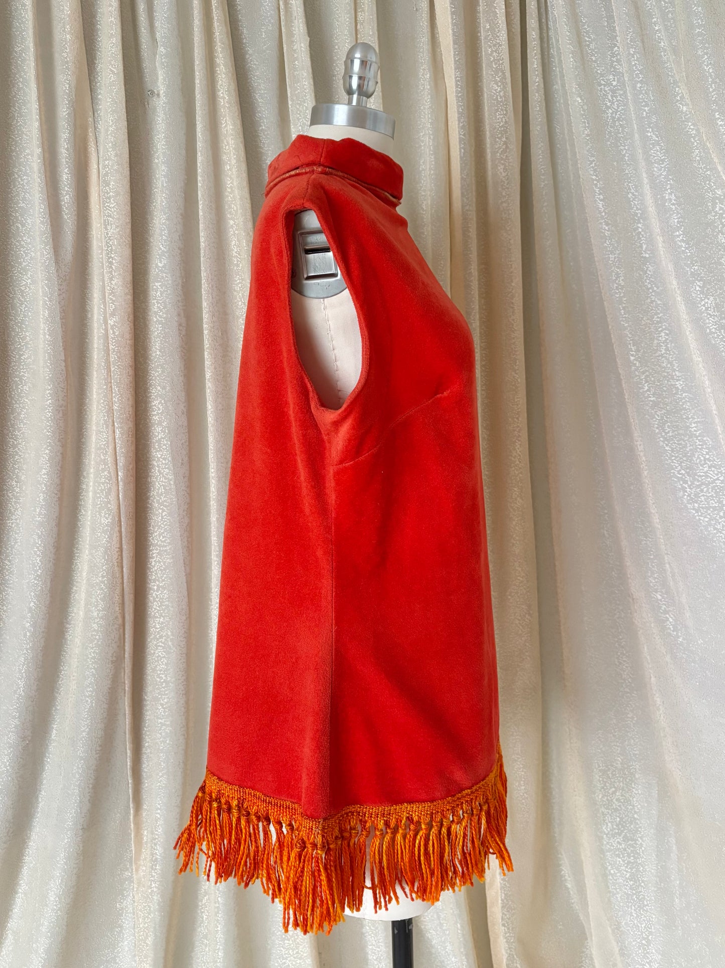 Rare 60s Joseph Magnin fringed terry velour mod shift dress