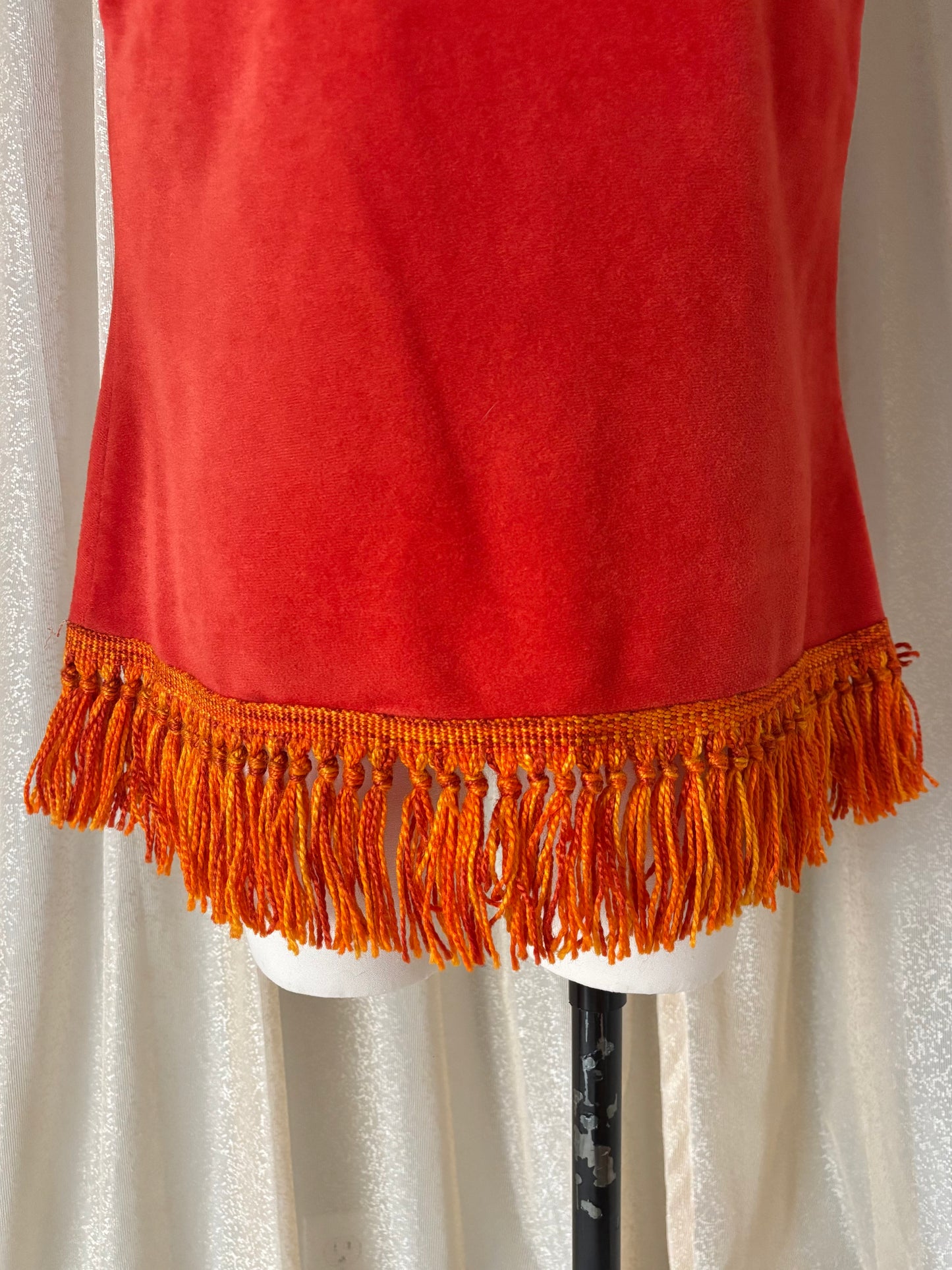 Rare 60s Joseph Magnin fringed terry velour mod shift dress