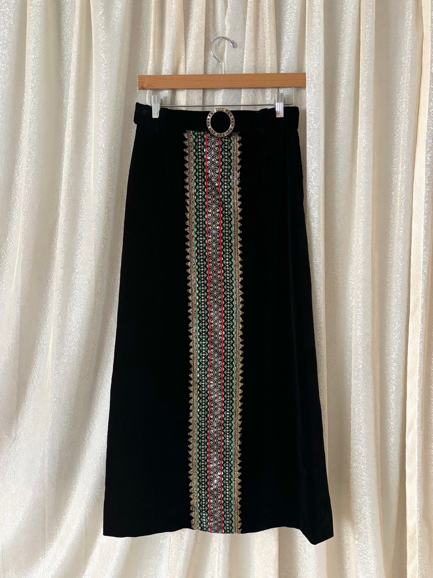 60s/70s velvet jacquard panel maxi skirt