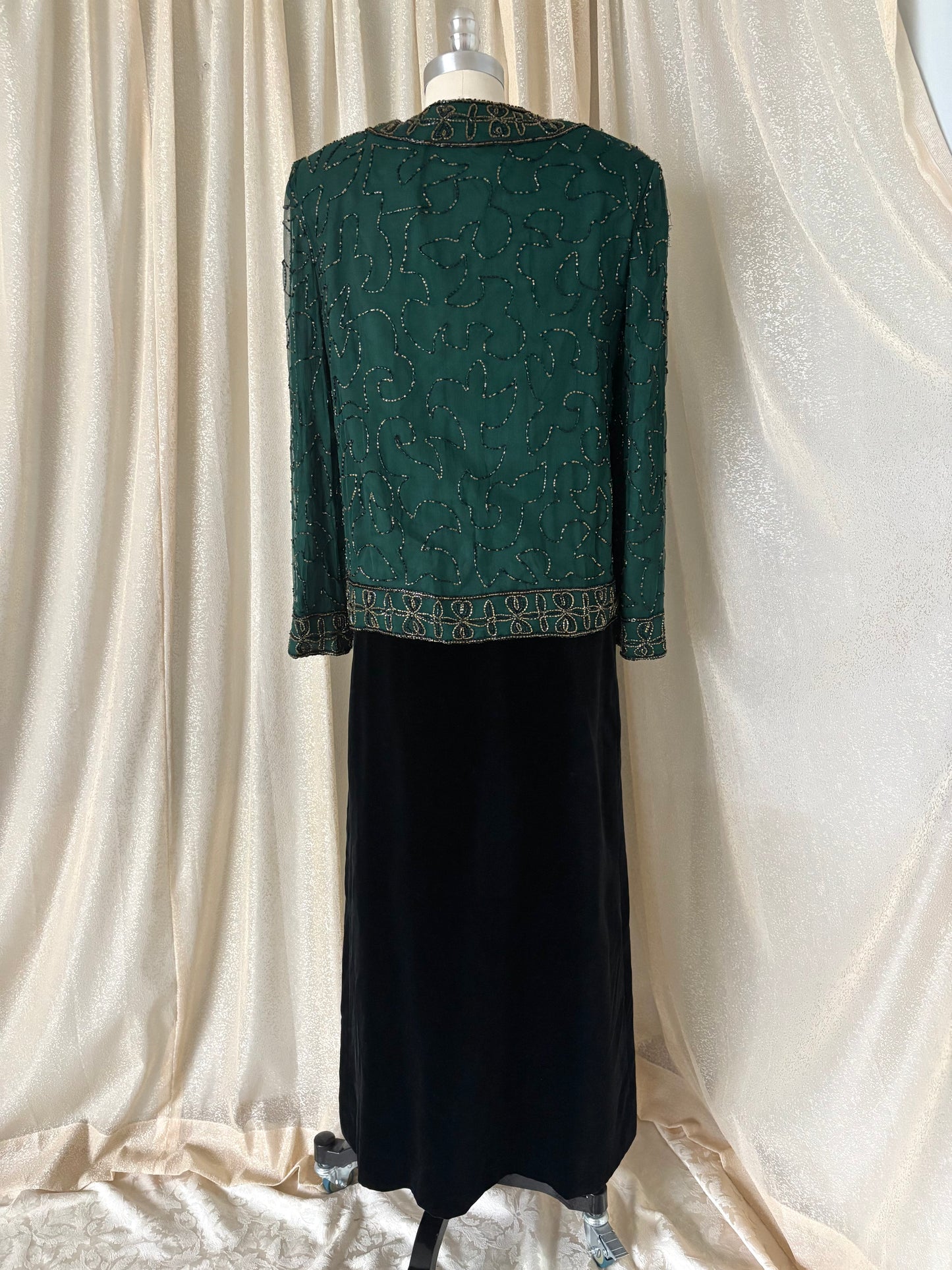 60s/70s velvet jacquard panel maxi skirt