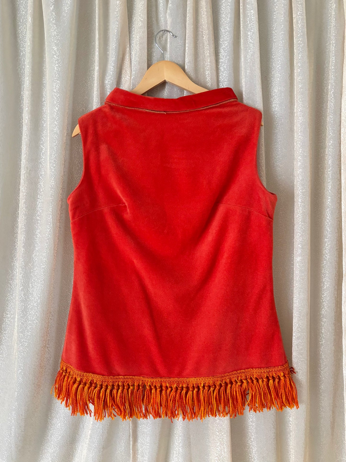 Rare 60s Joseph Magnin fringed terry velour mod shift dress
