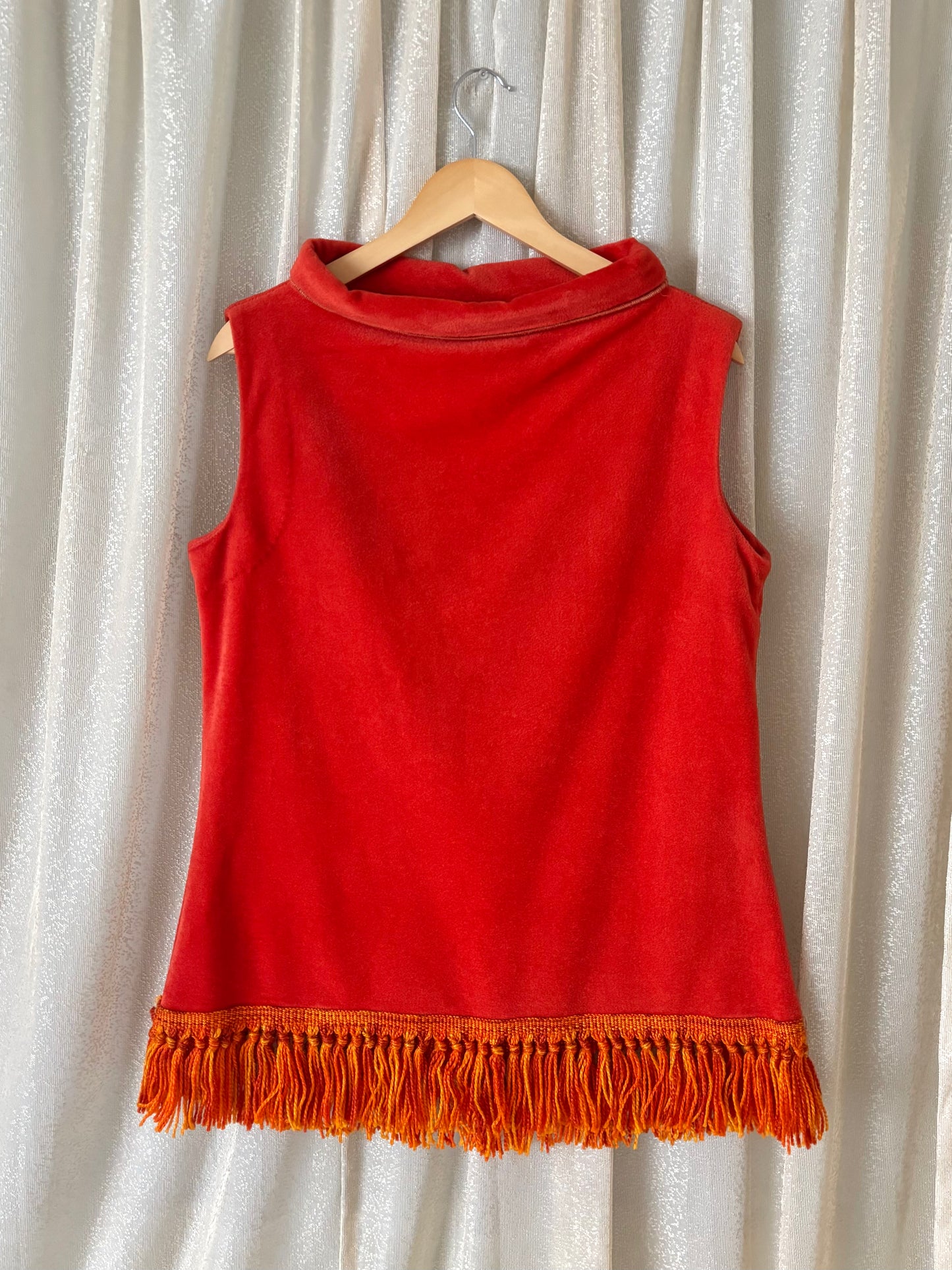 Rare 60s Joseph Magnin fringed terry velour mod shift dress